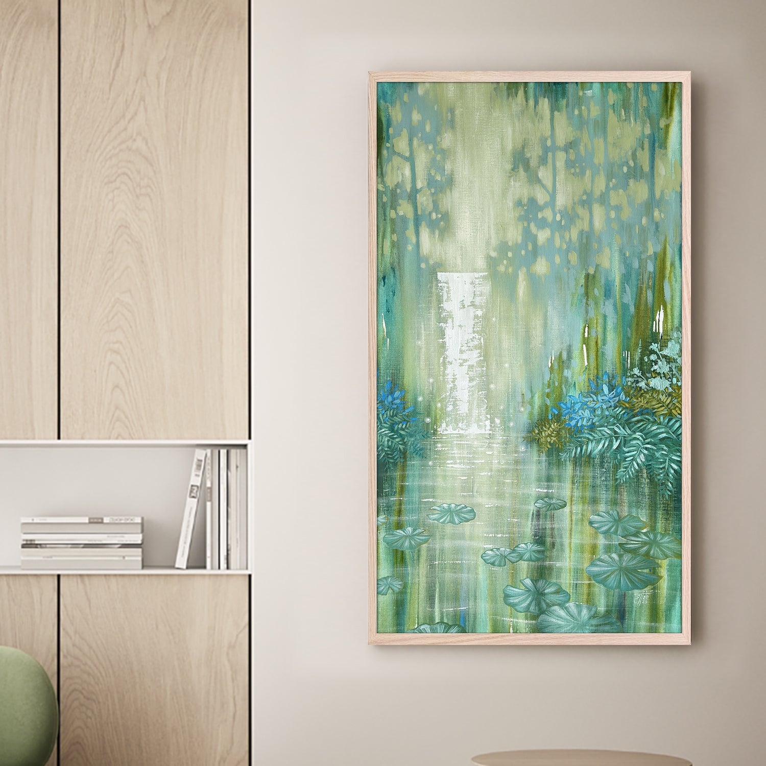 wall-art-print-canvas-poster-framed-Sparkling Waterfall and Pond-2