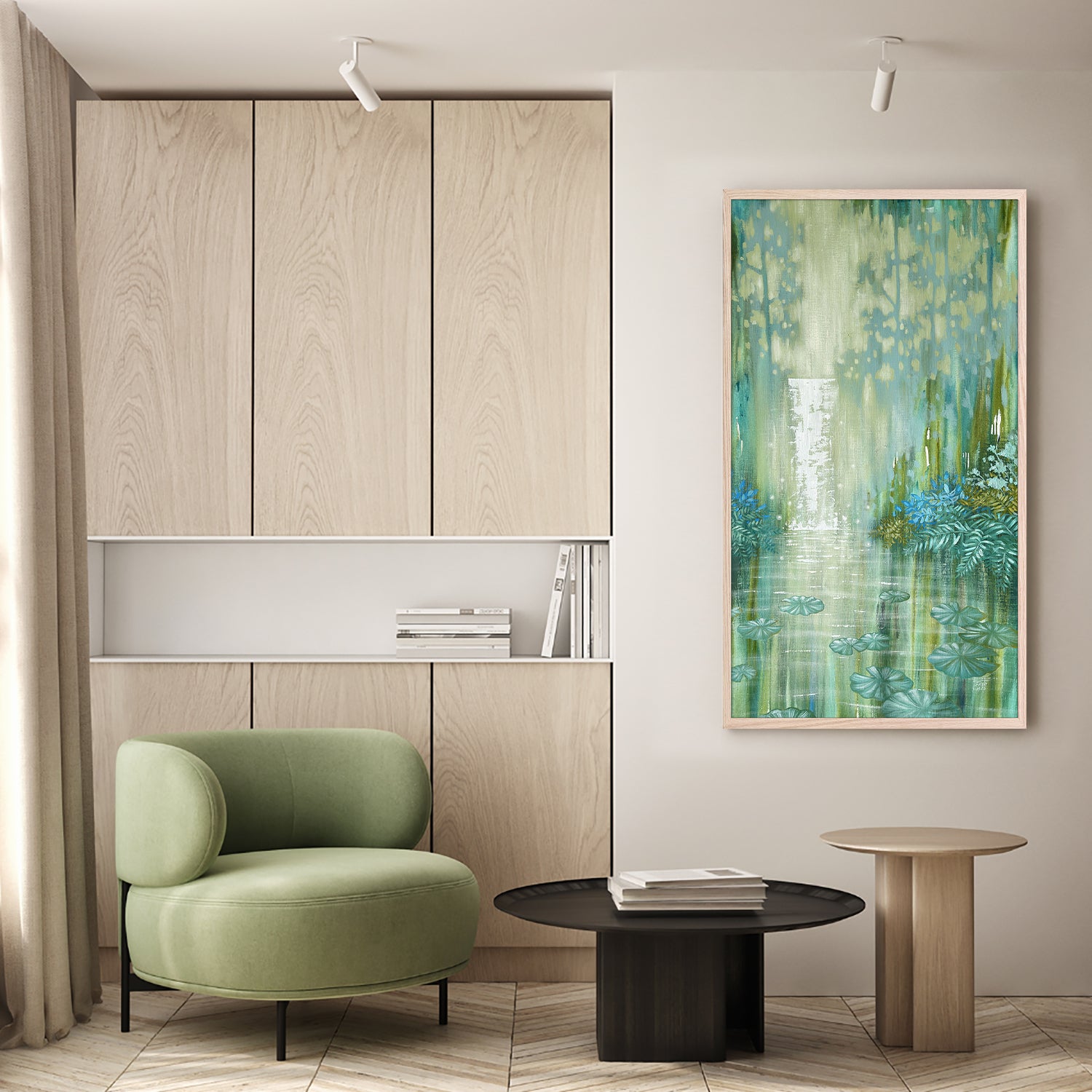 wall-art-print-canvas-poster-framed-Sparkling Waterfall and Pond-9