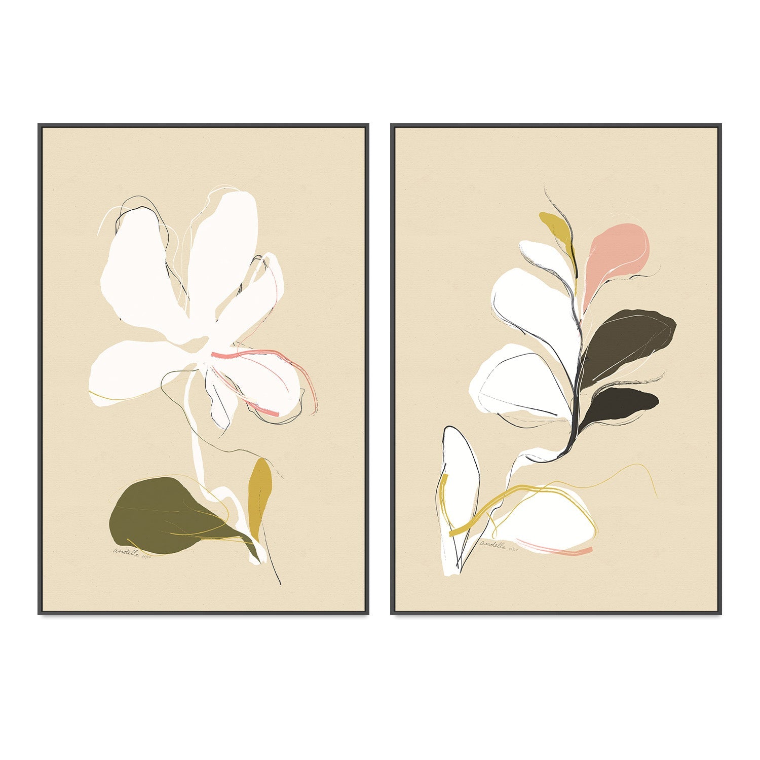 wall-art-print-canvas-poster-framed-Spring Bloom And Buds, Set Of 2 , By Andelle Art-3