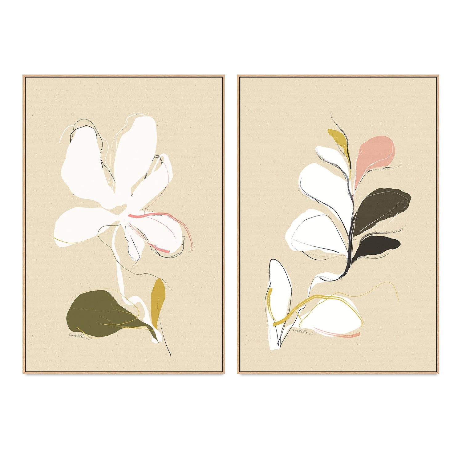 wall-art-print-canvas-poster-framed-Spring Bloom And Buds, Set Of 2 , By Andelle Art-4