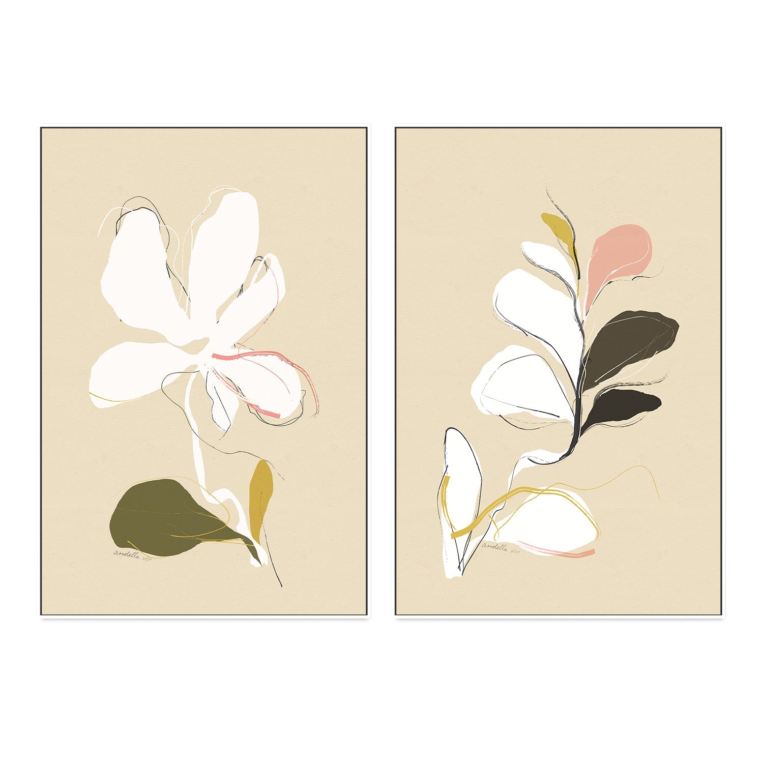 wall-art-print-canvas-poster-framed-Spring Bloom And Buds, Set Of 2 , By Andelle Art-5