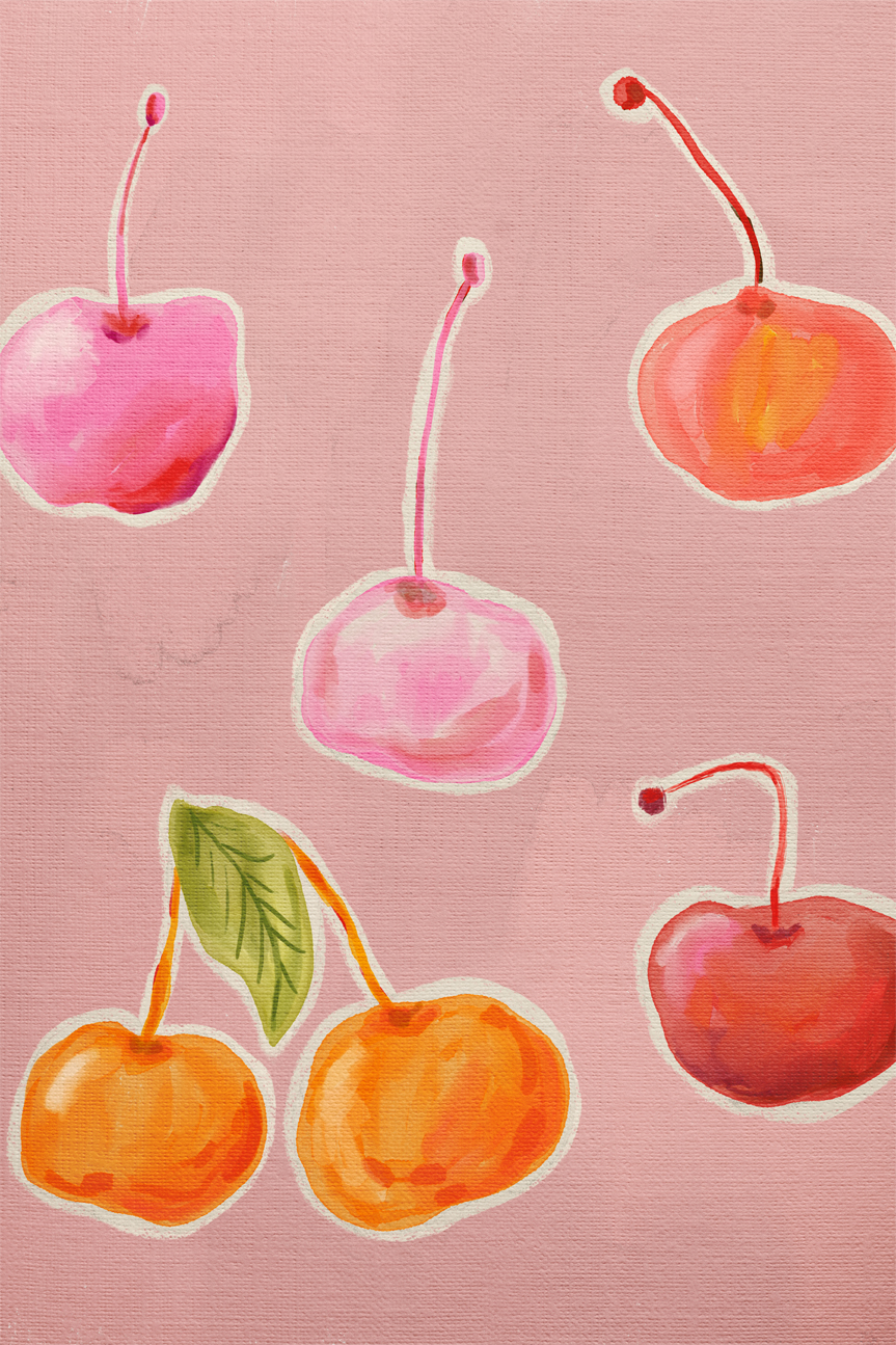 wall-art-print-canvas-poster-framed-Still Life Cherries , By Kartika Paramita-1