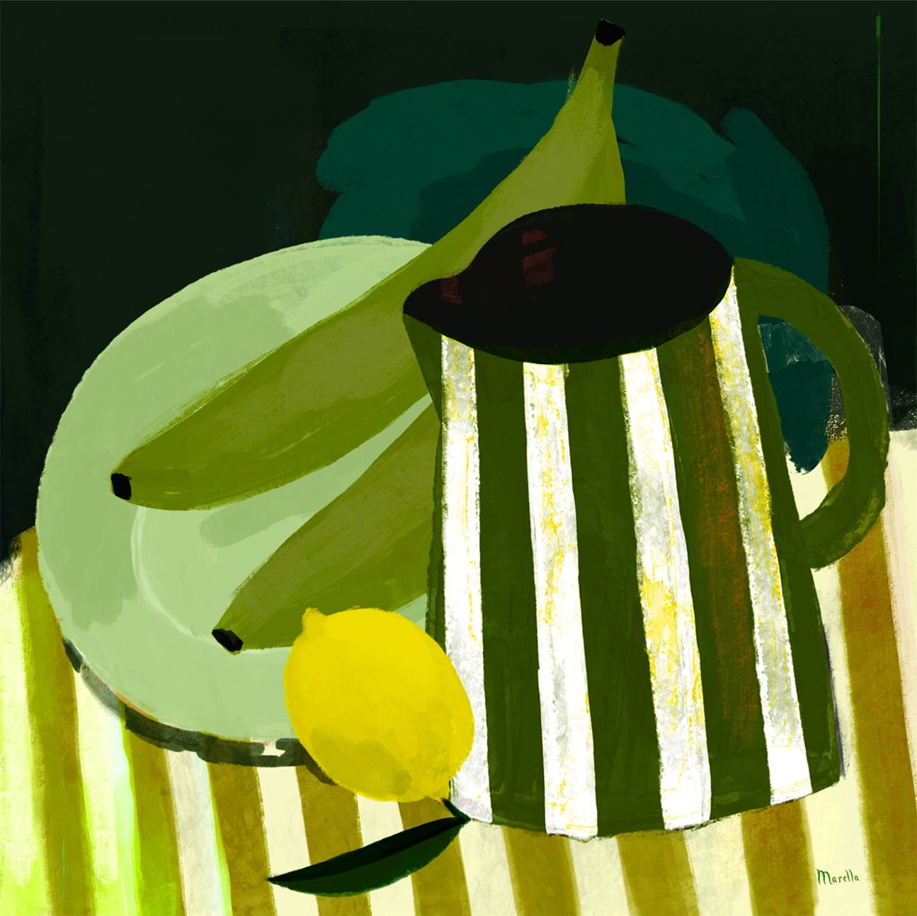 wall-art-print-canvas-poster-framed-Still Life with Lemon and Platanos , By Marco Marella-1
