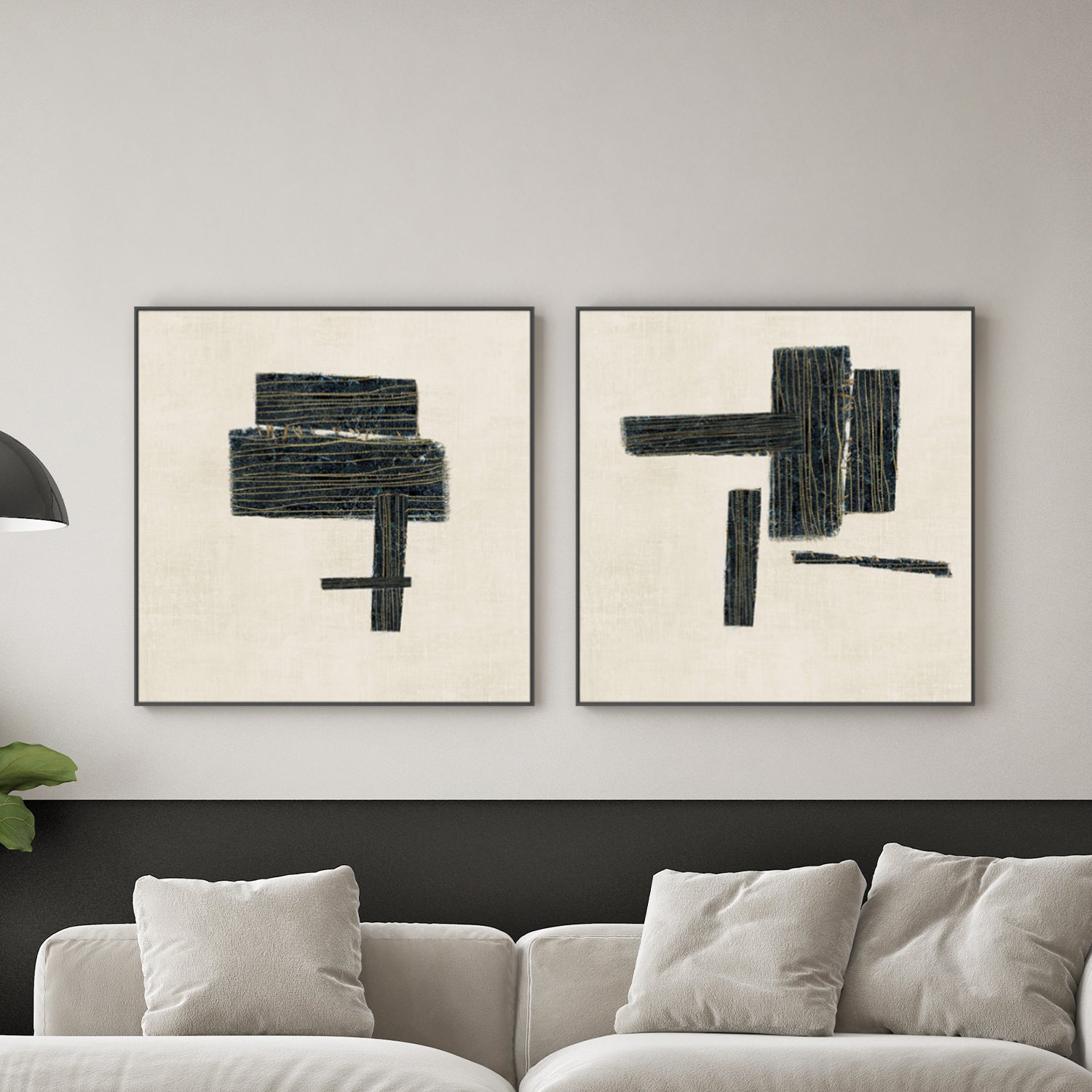 wall-art-print-canvas-poster-framed-Stitched, Style A & B, Set Of 2-2