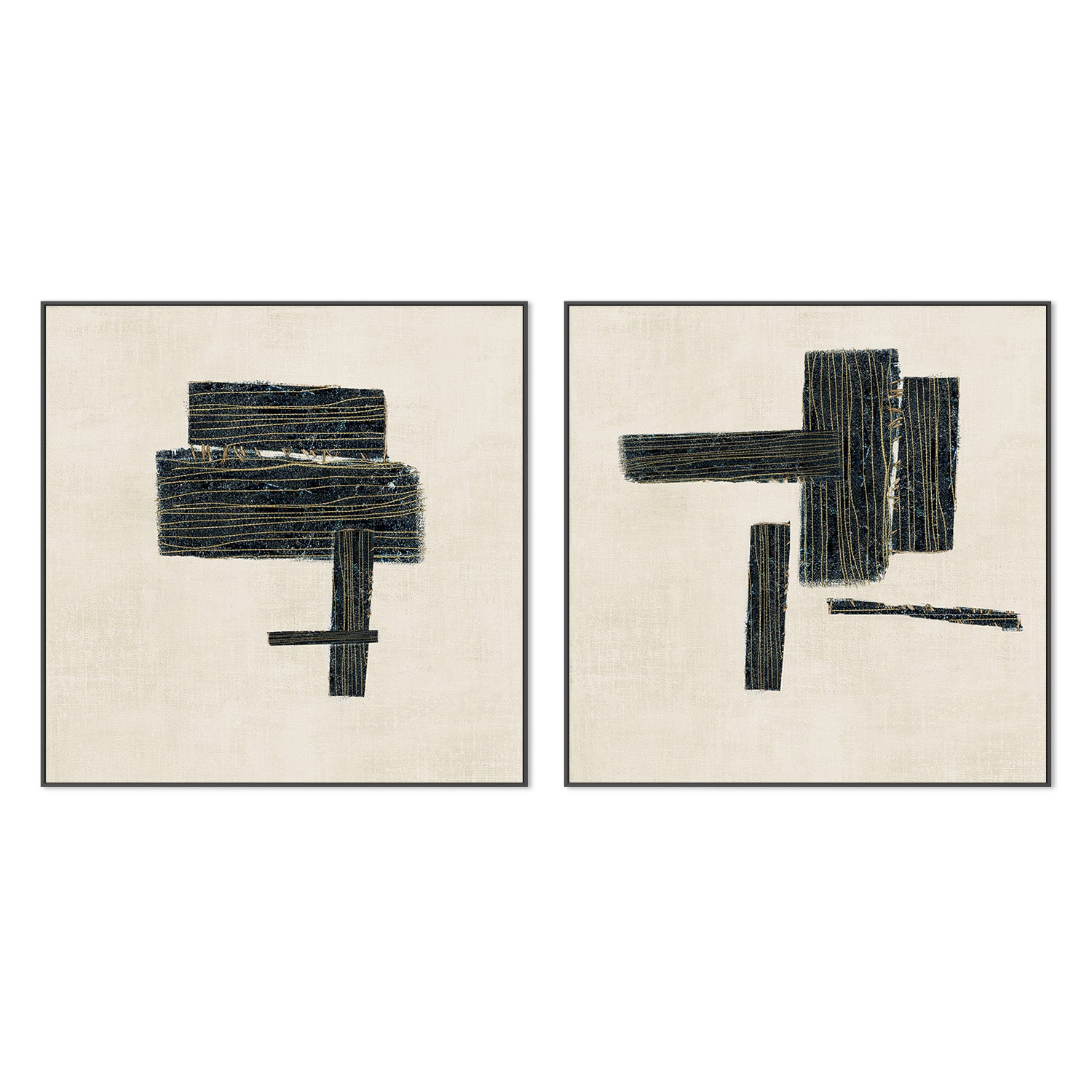 wall-art-print-canvas-poster-framed-Stitched, Style A & B, Set Of 2-3