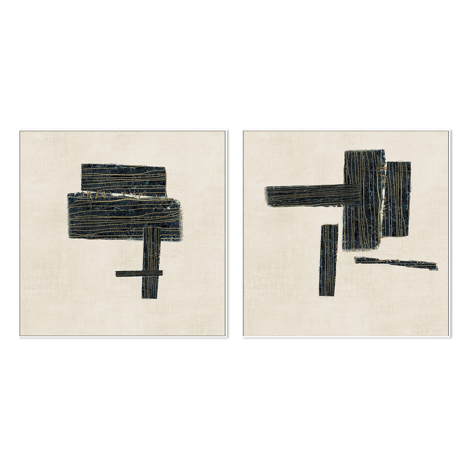wall-art-print-canvas-poster-framed-Stitched, Style A & B, Set Of 2-5