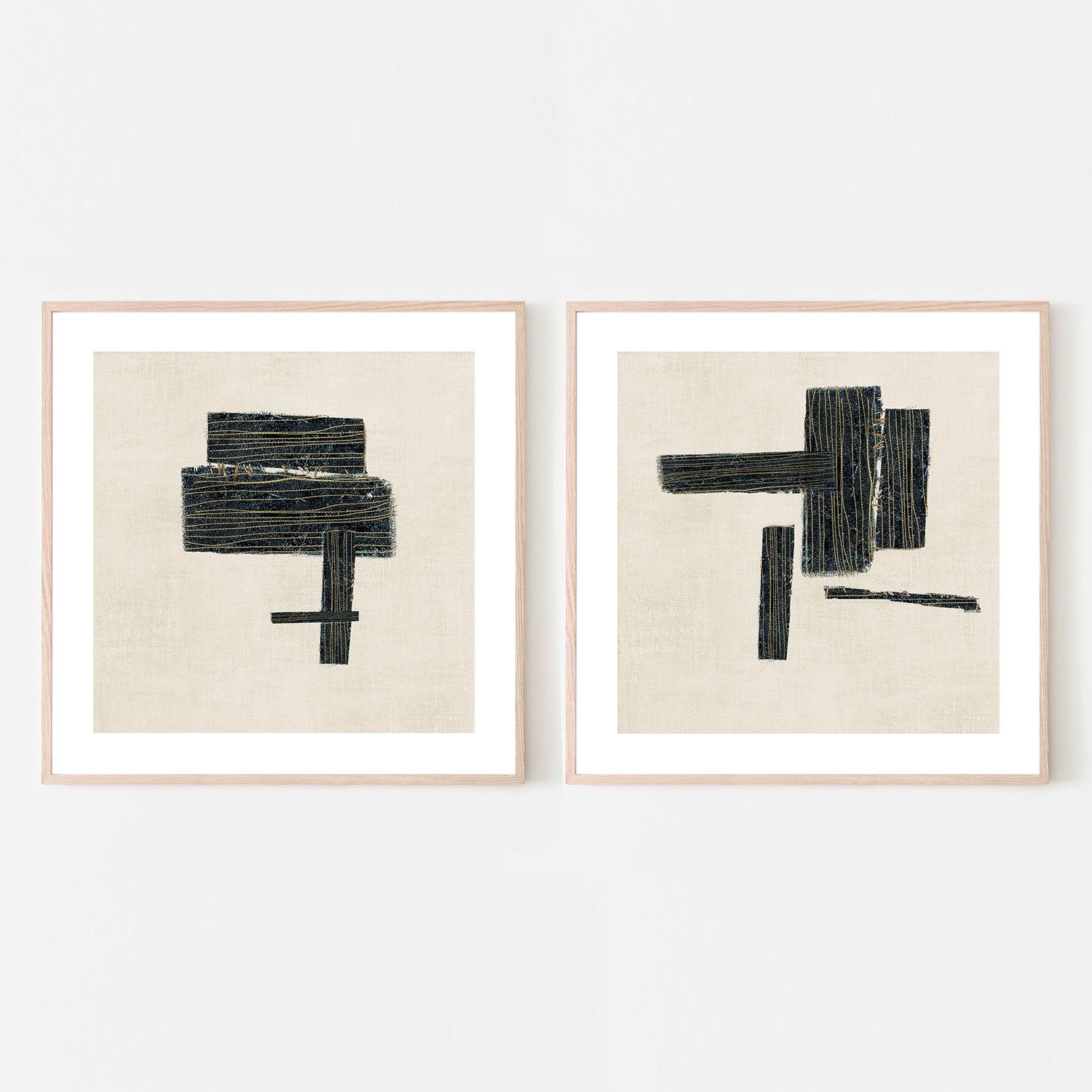 wall-art-print-canvas-poster-framed-Stitched, Style A & B, Set Of 2-6