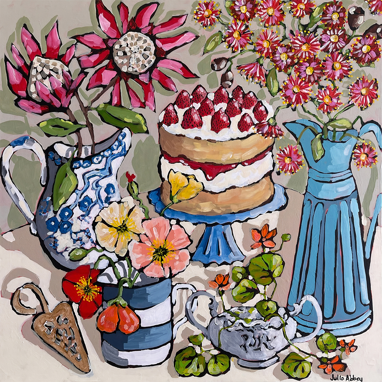 wall-art-print-canvas-poster-framed-Strawberries And Cream, Style B , By Julia Abbey-1