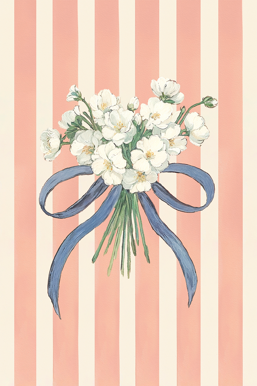 wall-art-print-canvas-poster-framed-Striped Floral Bow , By Lady Hana-1