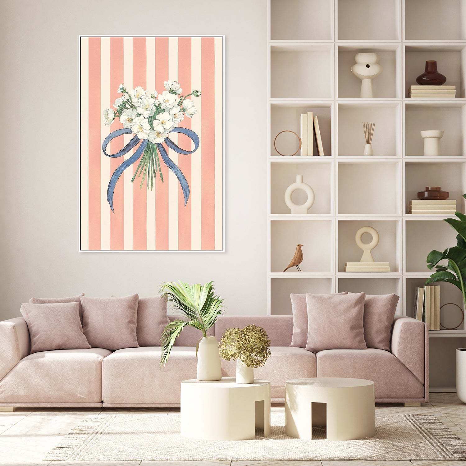 wall-art-print-canvas-poster-framed-Striped Floral Bow , By Lady Hana-7