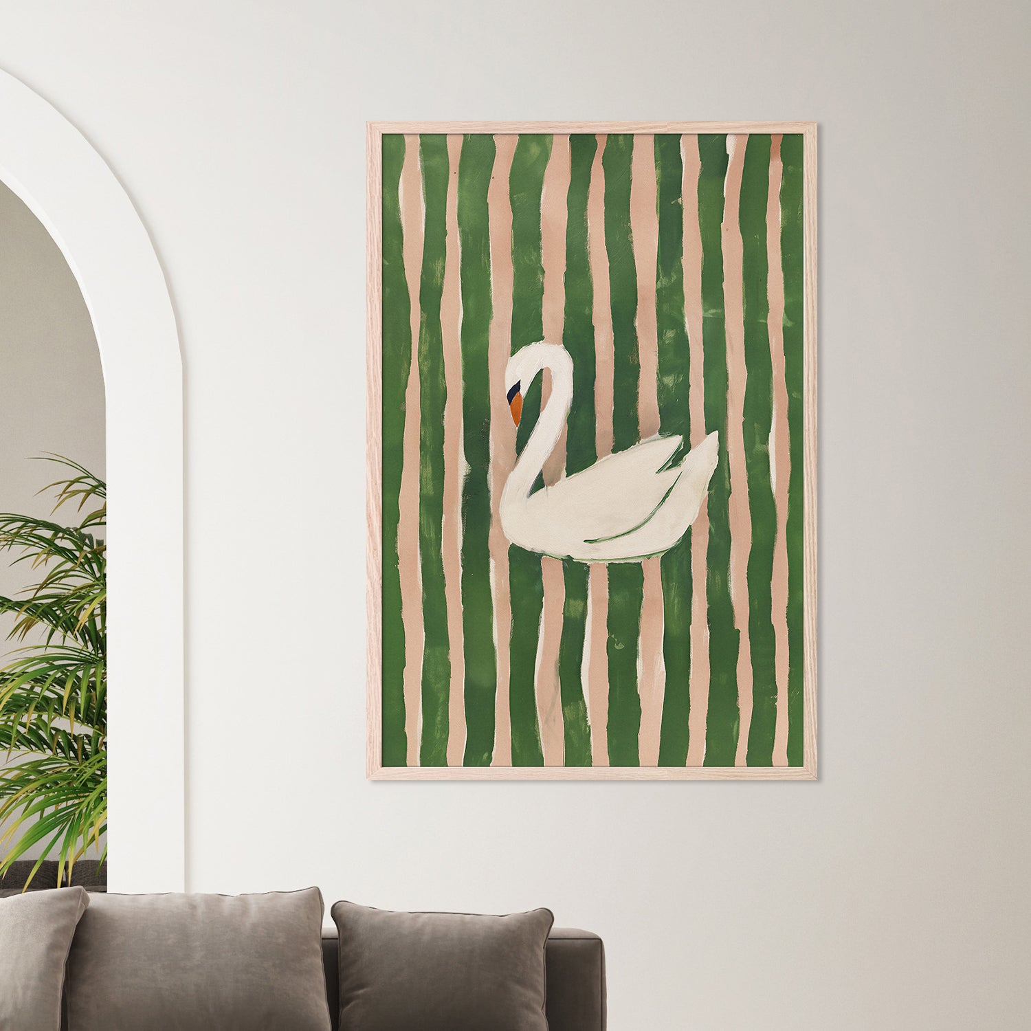 wall-art-print-canvas-poster-framed-striped swan-7