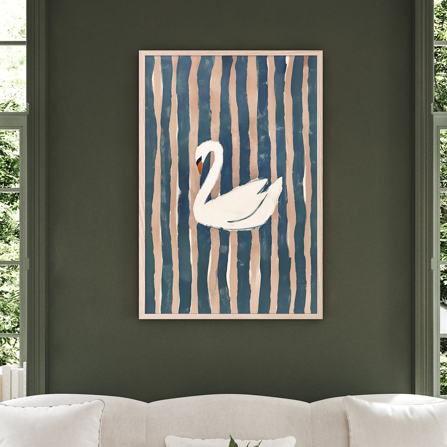 wall-art-print-canvas-poster-framed-Striped Swan, Style B-7