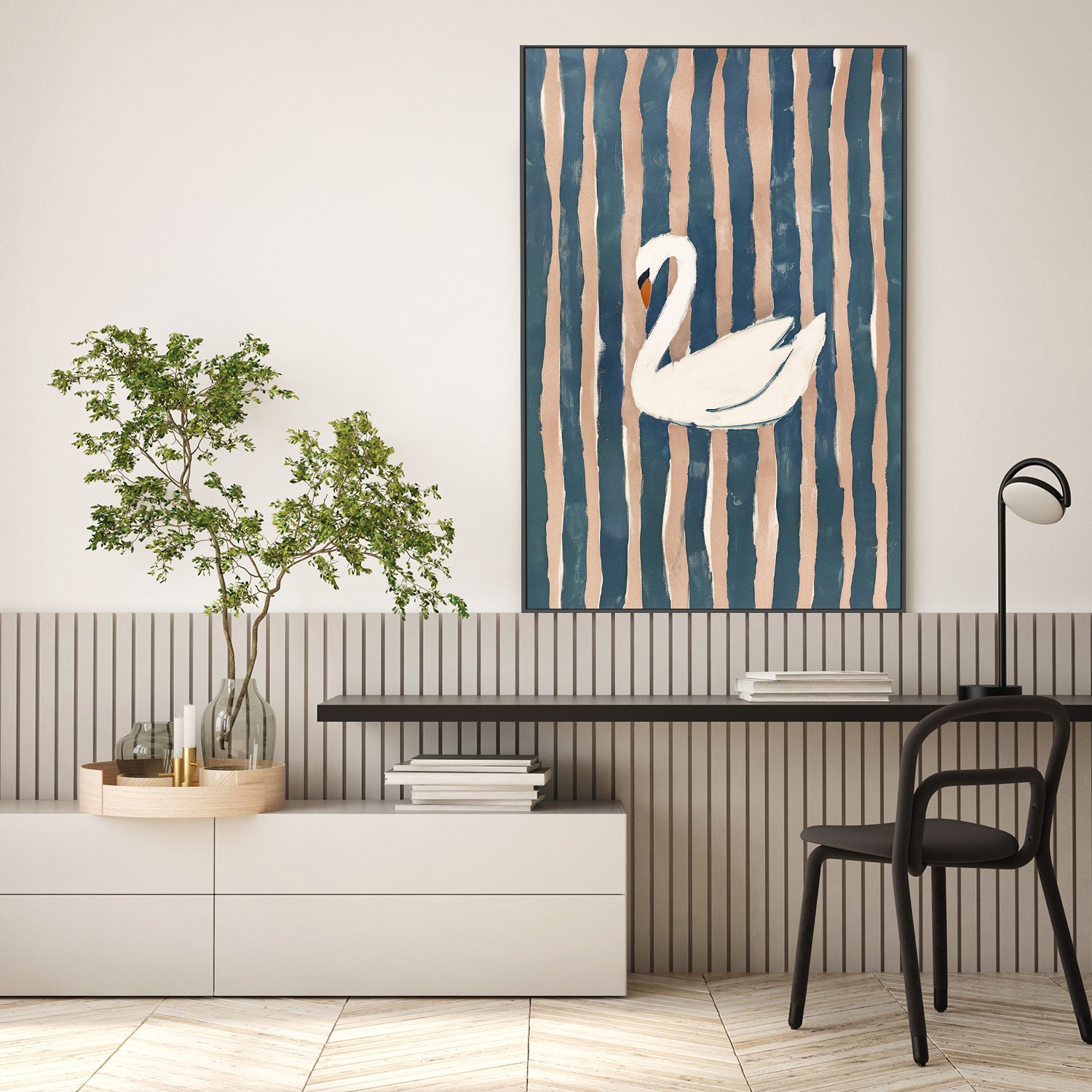 wall-art-print-canvas-poster-framed-Striped Swan, Style B-9