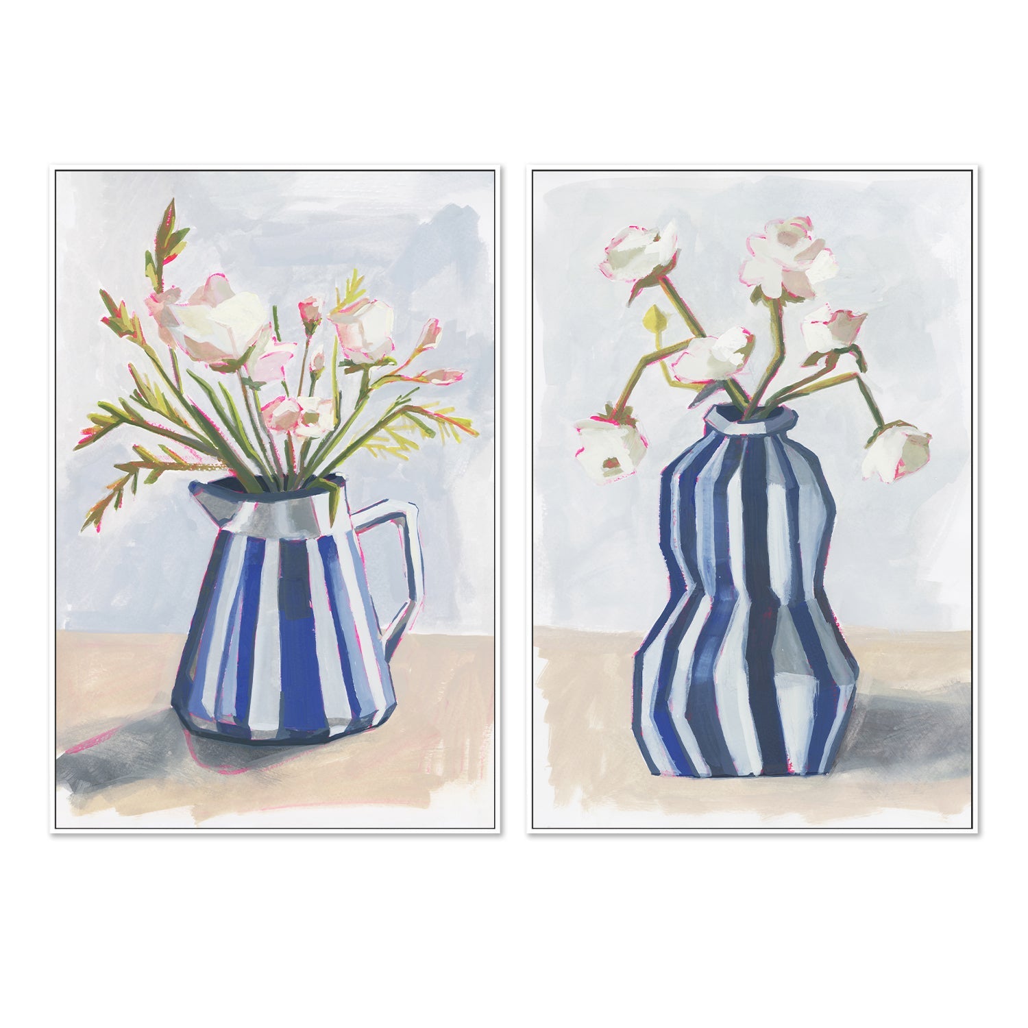 wall-art-print-canvas-poster-framed-Striped Vase, Style A & B, Set Of 2 , By Lucrecia Caporale-5