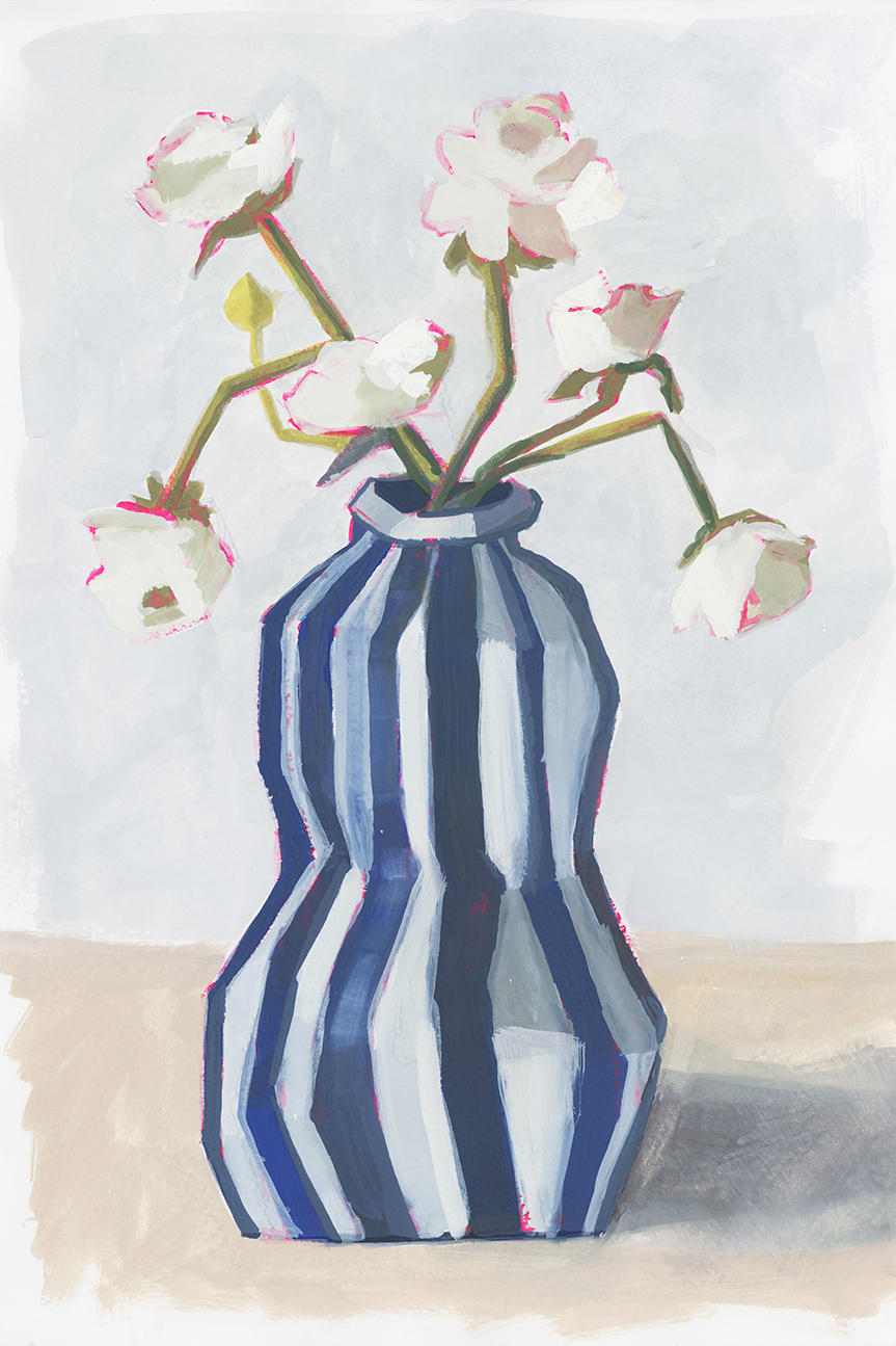 wall-art-print-canvas-poster-framed-Striped Vase, Style B , By Lucrecia Caporale-1