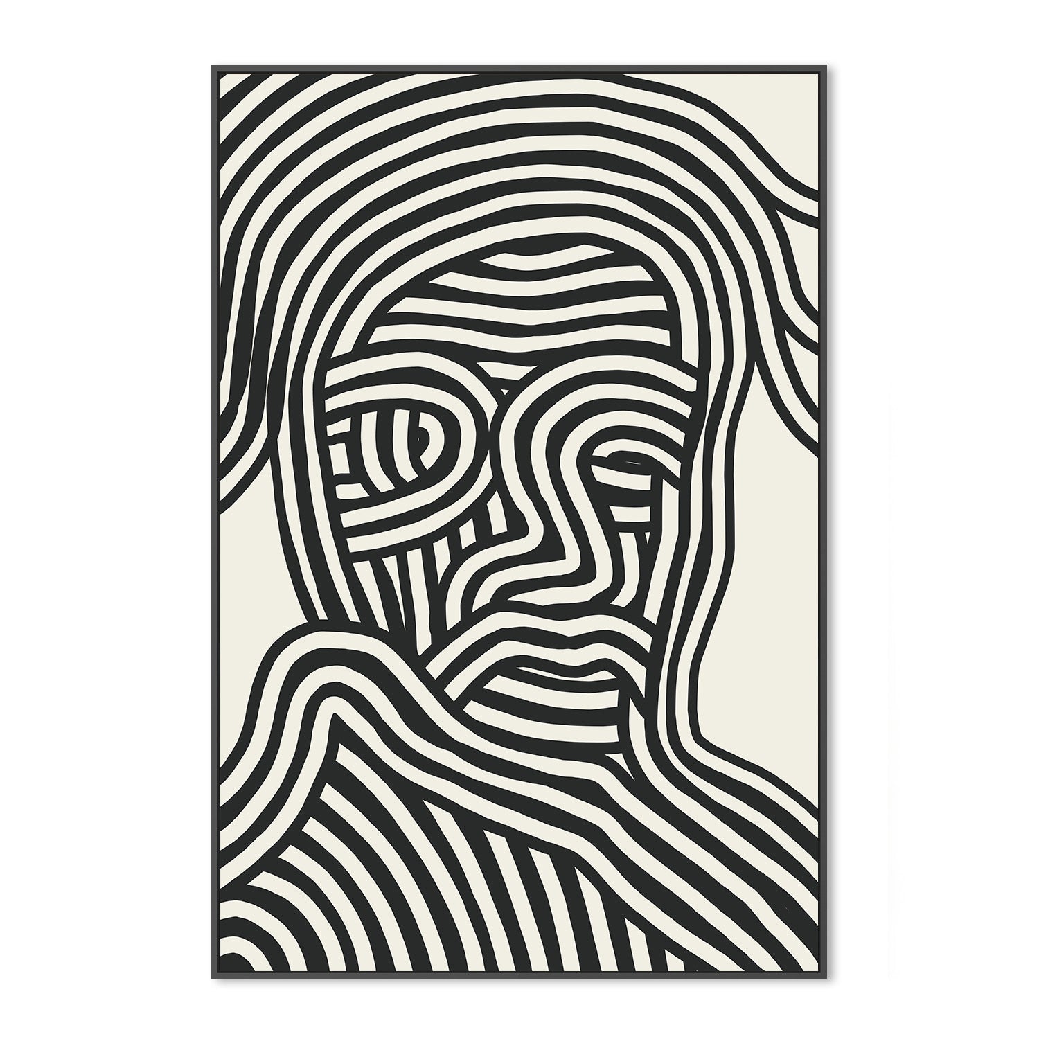 wall-art-print-canvas-poster-framed-Stylized Human Face With Black Stripes-3