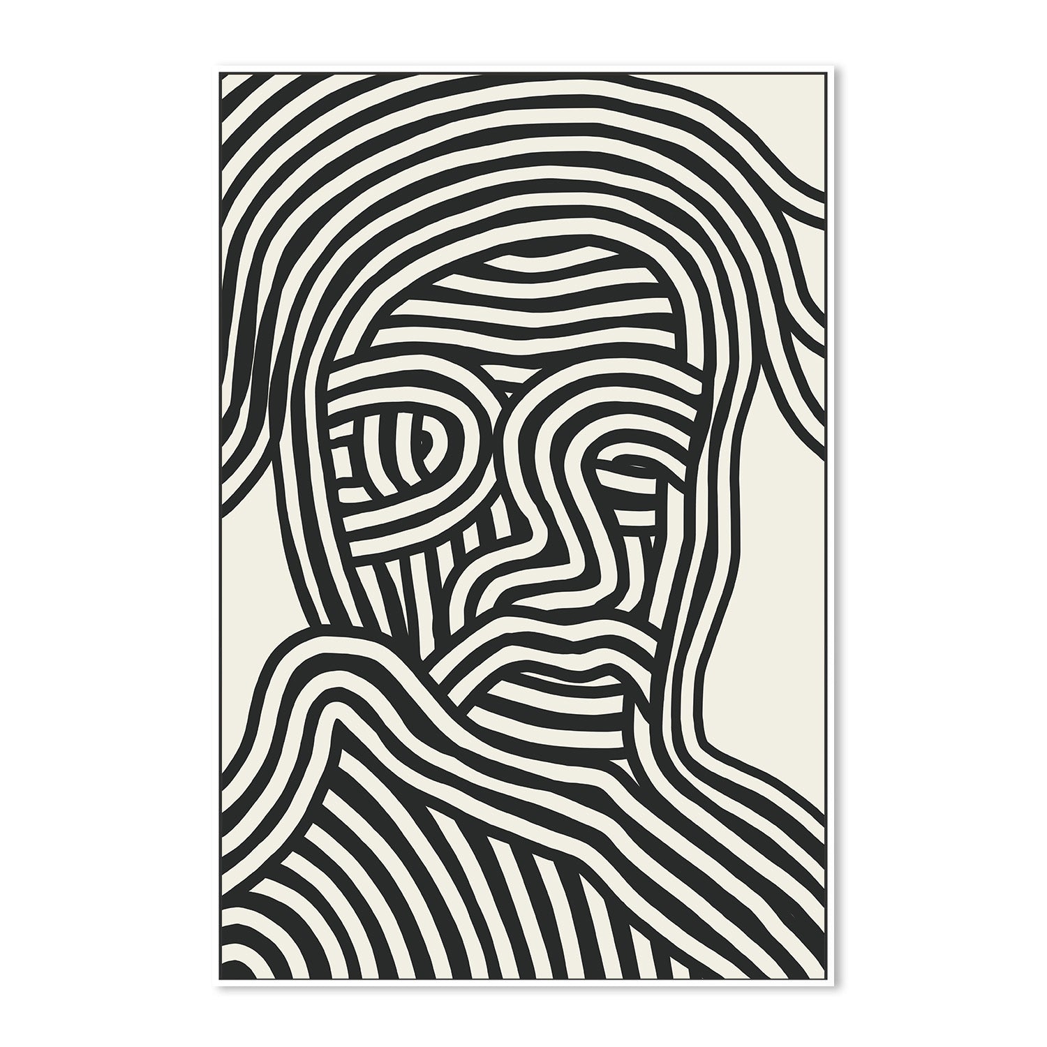 wall-art-print-canvas-poster-framed-Stylized Human Face With Black Stripes-5