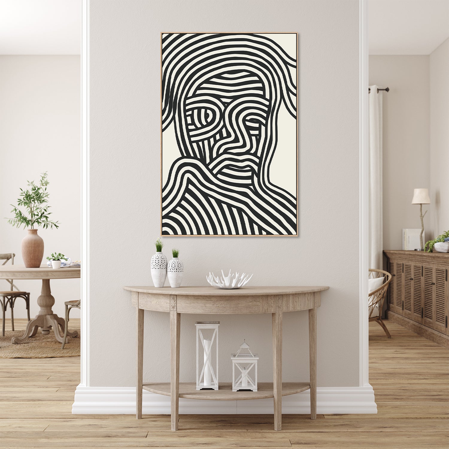wall-art-print-canvas-poster-framed-Stylized Human Face With Black Stripes-8