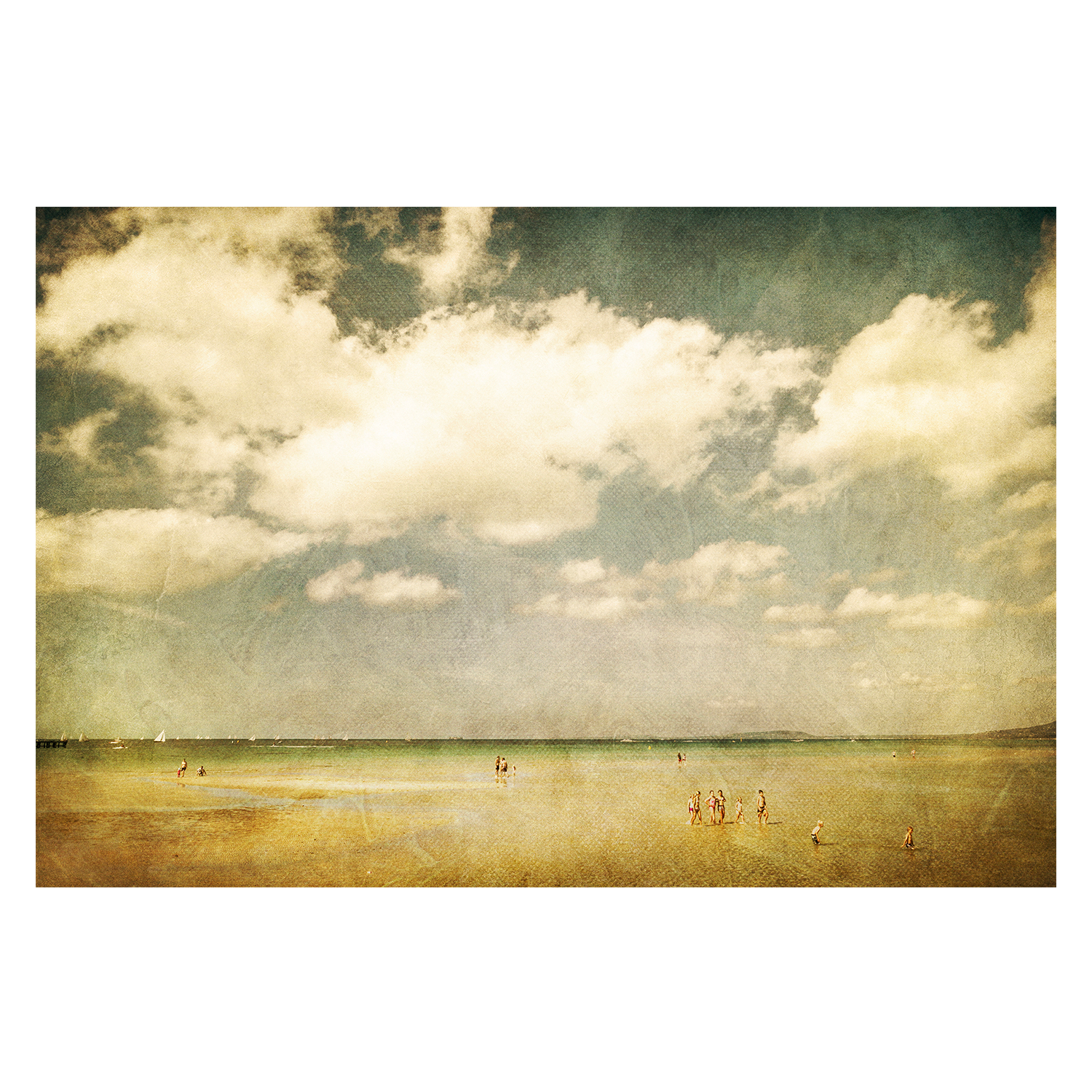 wall-art-print-canvas-poster-framed-Summer Beach Scene with People Playing in Water, Summertide , By Andrew Paranavitana-2