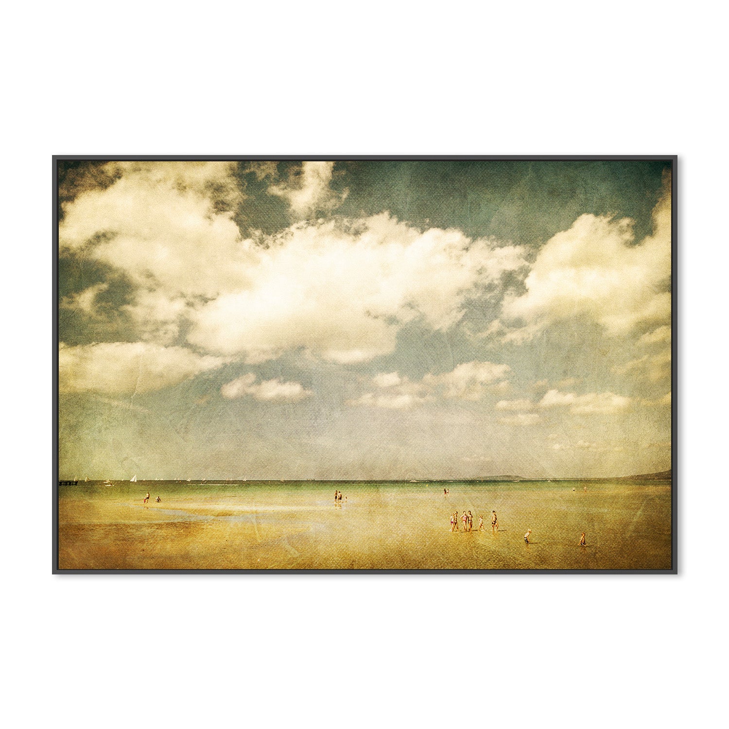 wall-art-print-canvas-poster-framed-Summer Beach Scene with People Playing in Water, Summertide , By Andrew Paranavitana-4