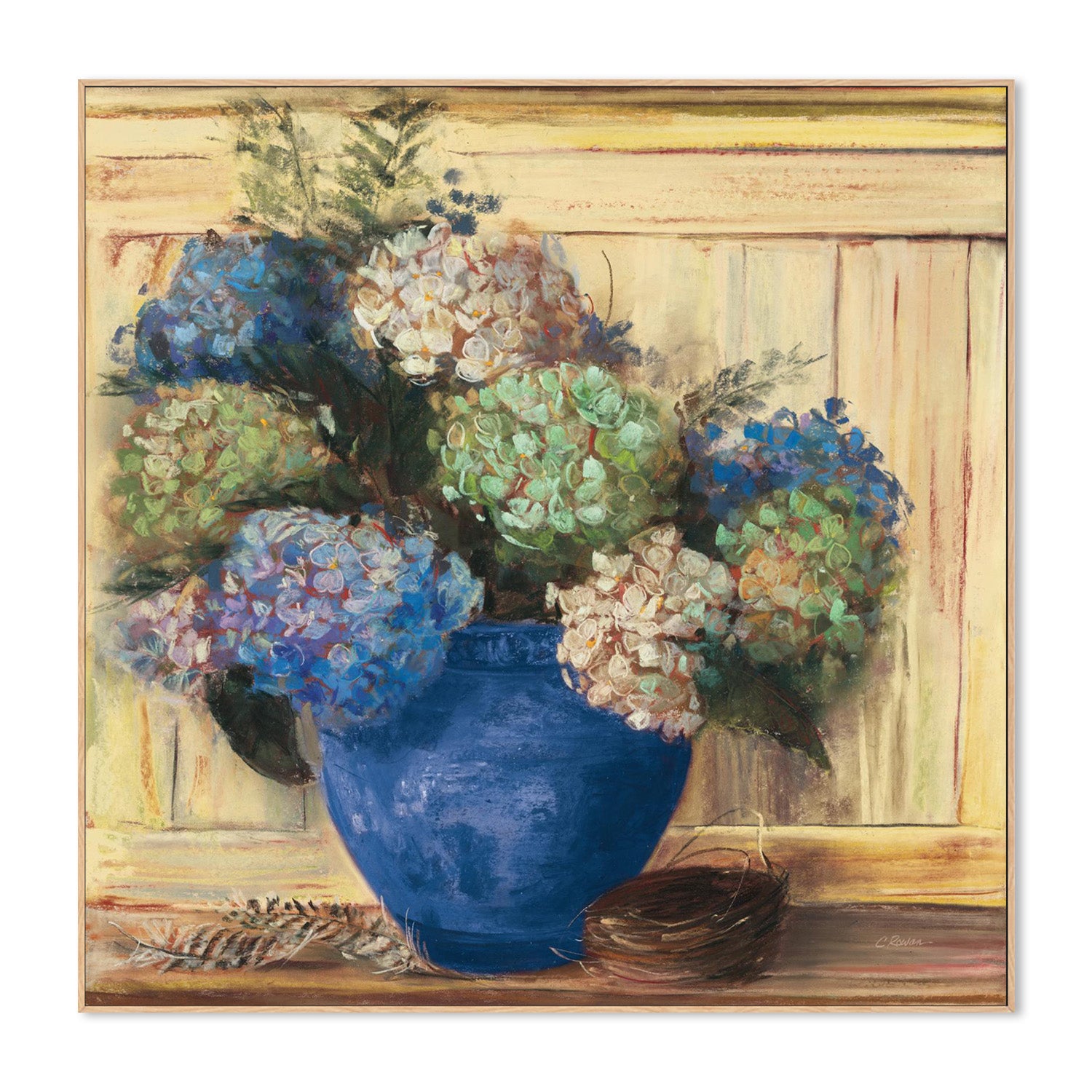 wall-art-print-canvas-poster-framed-Summer Hydrangea Blue Pot-4