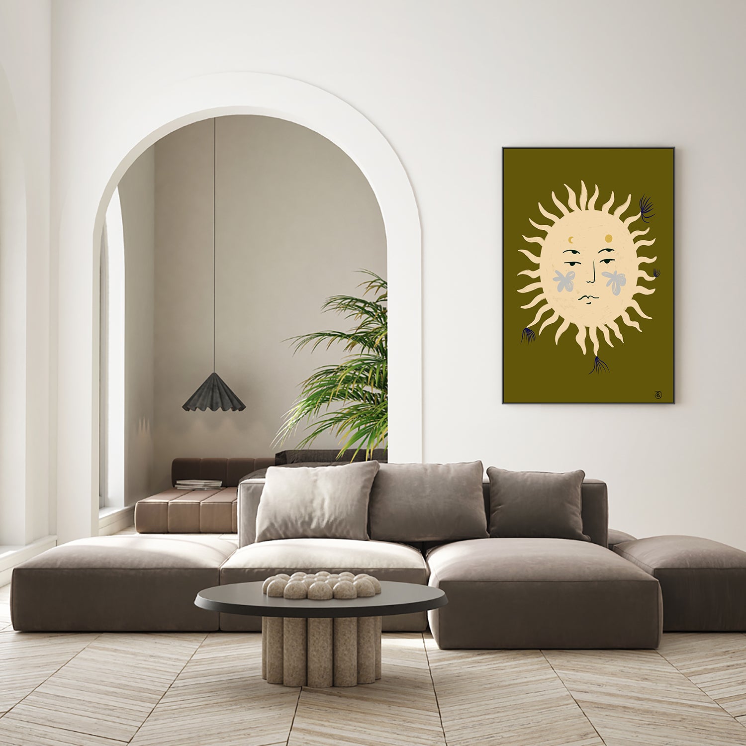 wall-art-print-canvas-poster-framed-Sun's Serene Face-7