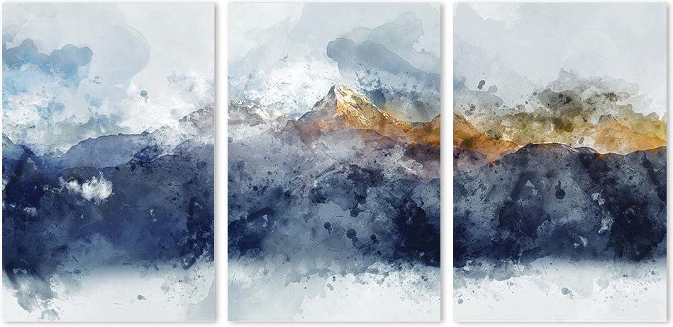 wall-art-print-canvas-poster-framed-Sunlight Mountains, Abstract Art, Set Of 3-by-Gioia Wall Art-Gioia Wall Art