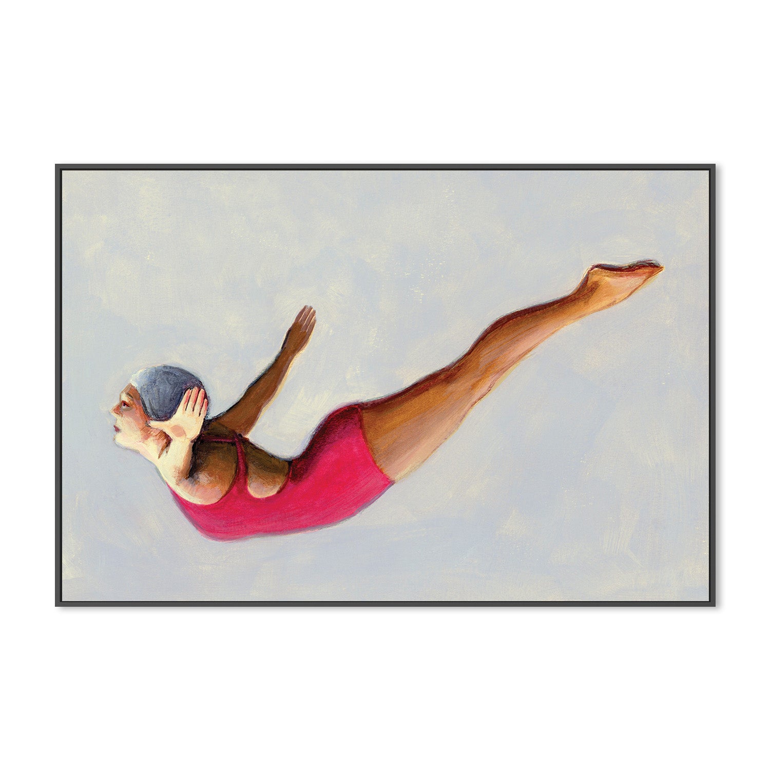 wall-art-print-canvas-poster-framed-Swan Dive in Red Swimsuit-3