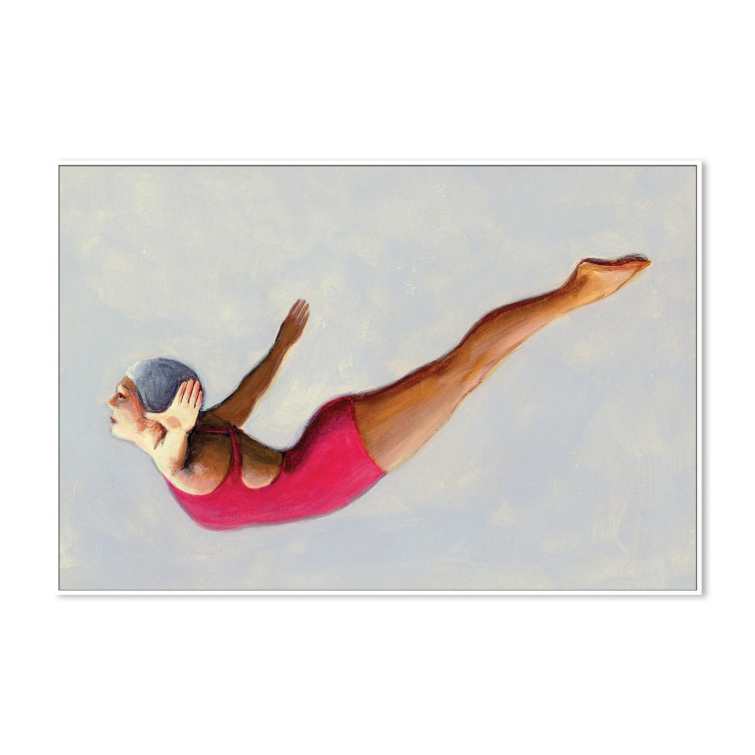 wall-art-print-canvas-poster-framed-Swan Dive in Red Swimsuit-5