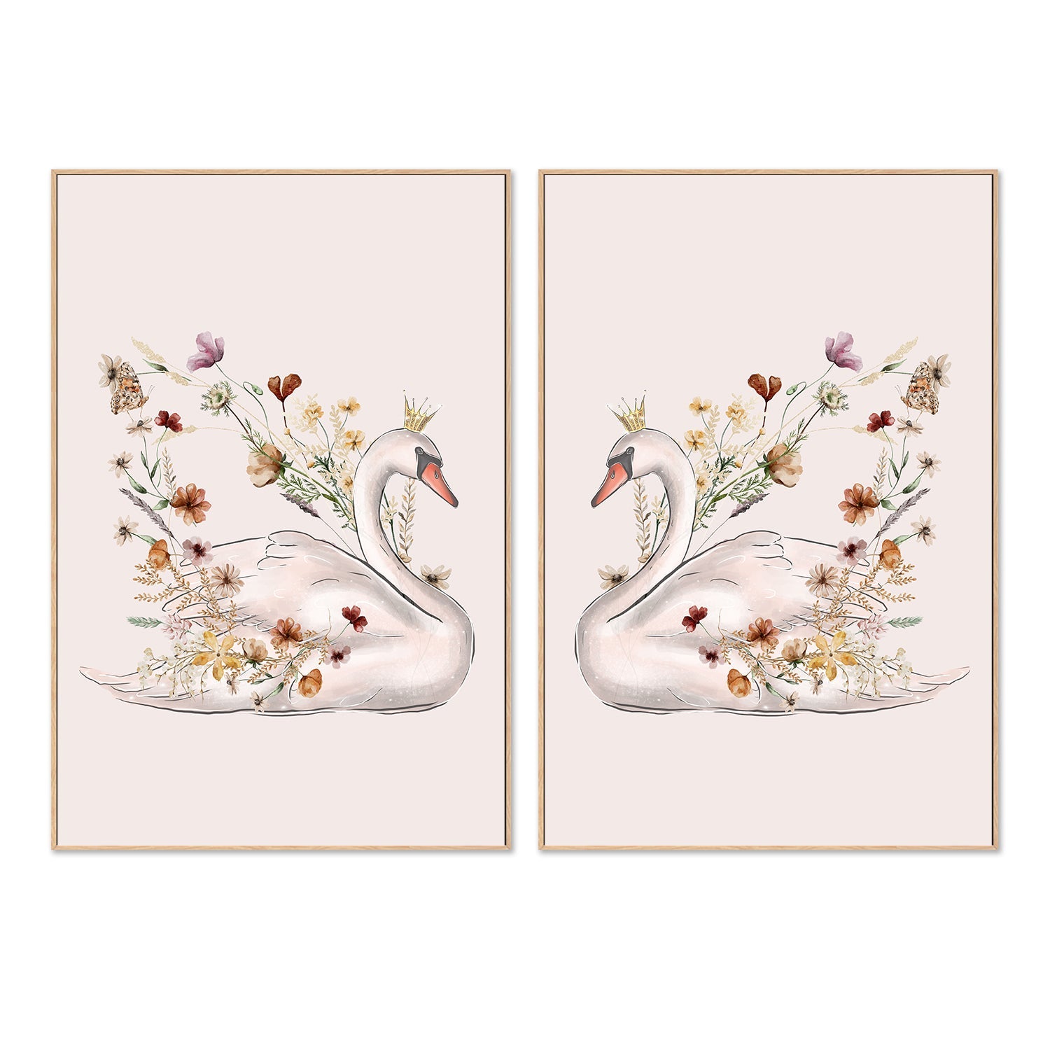 wall-art-print-canvas-poster-framed-Swan, Style A & B, Set Of 2 , By At Viv Home Prints-4