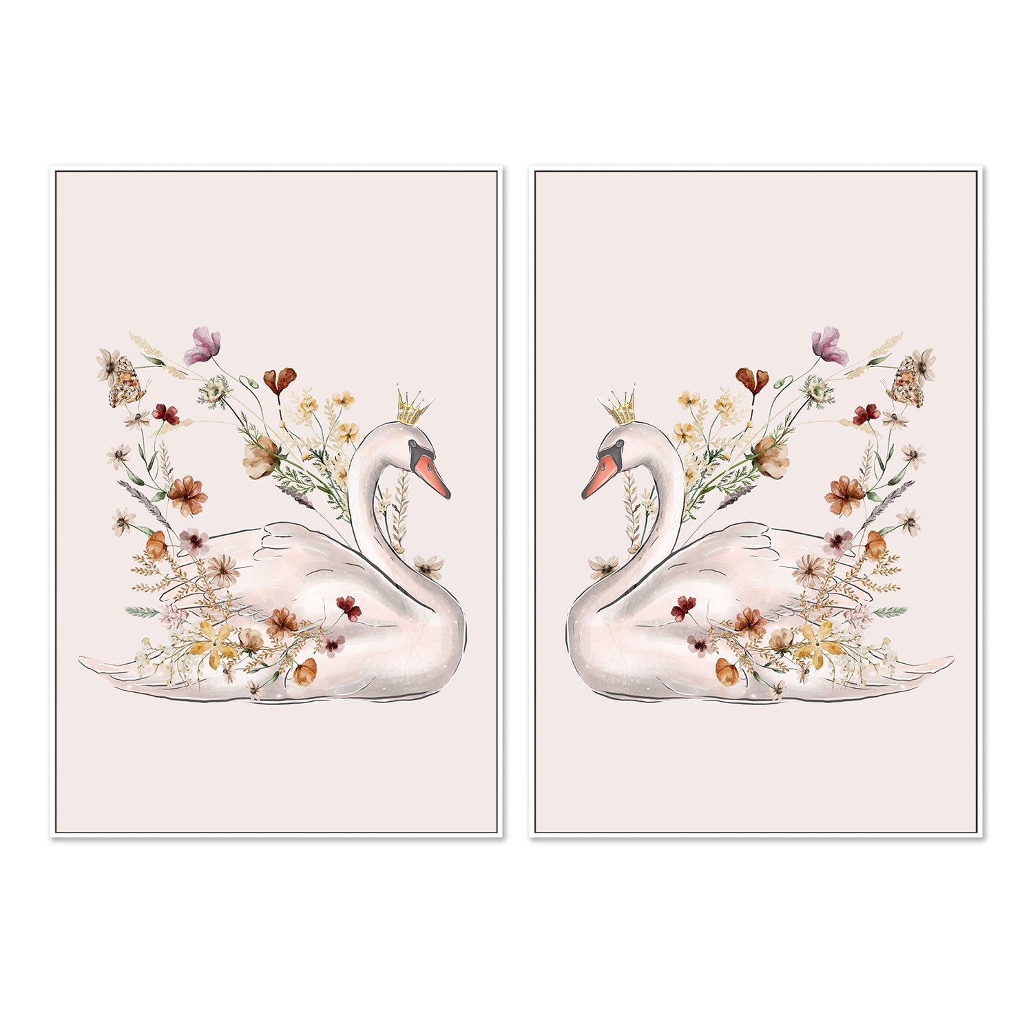 wall-art-print-canvas-poster-framed-Swan, Style A & B, Set Of 2 , By At Viv Home Prints-5