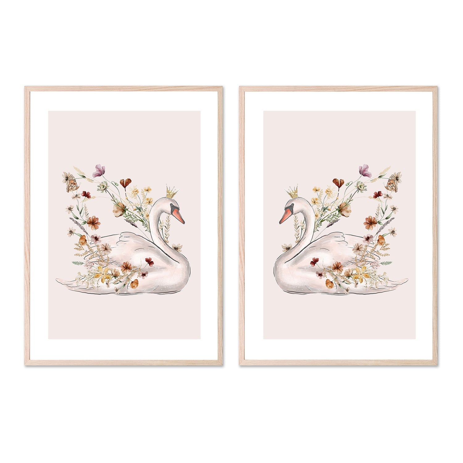 wall-art-print-canvas-poster-framed-Swan, Style A & B, Set Of 2 , By At Viv Home Prints-6
