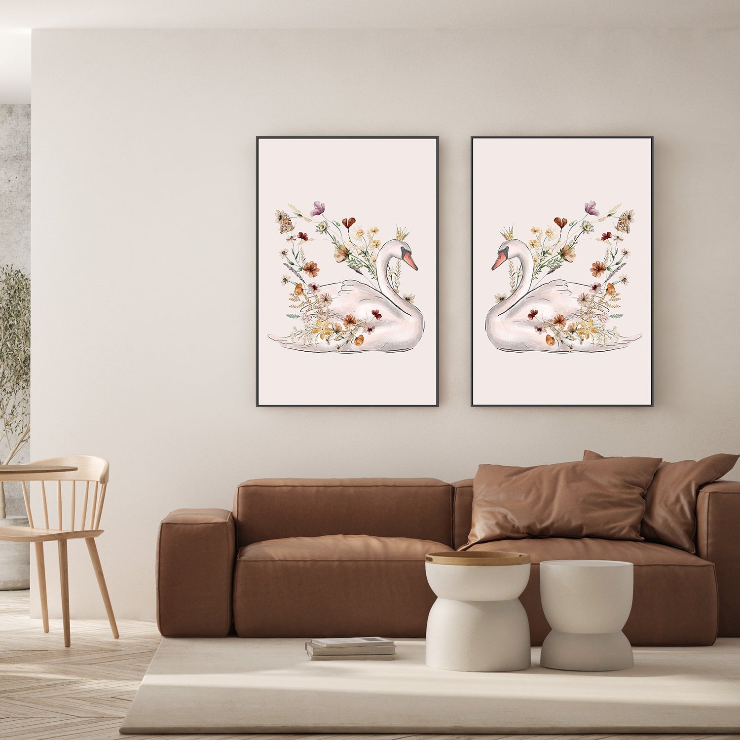 wall-art-print-canvas-poster-framed-Swan, Style A & B, Set Of 2 , By At Viv Home Prints-7