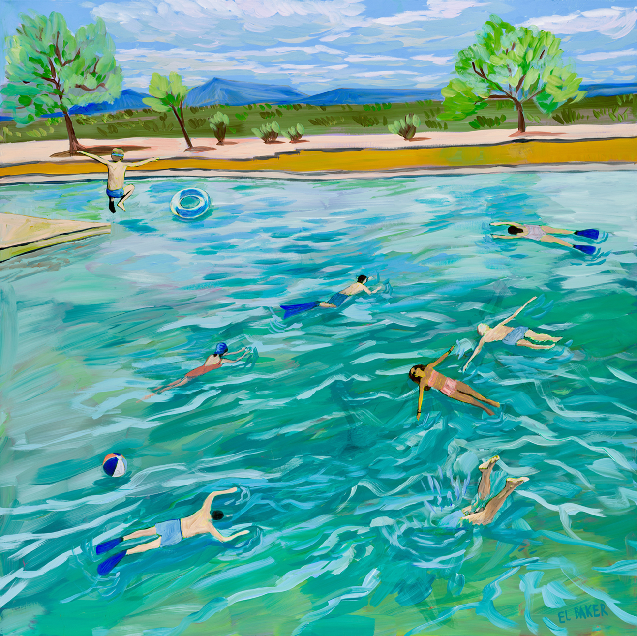 wall-art-print-canvas-poster-framed-Swimming Party , By Eleanor Baker-1