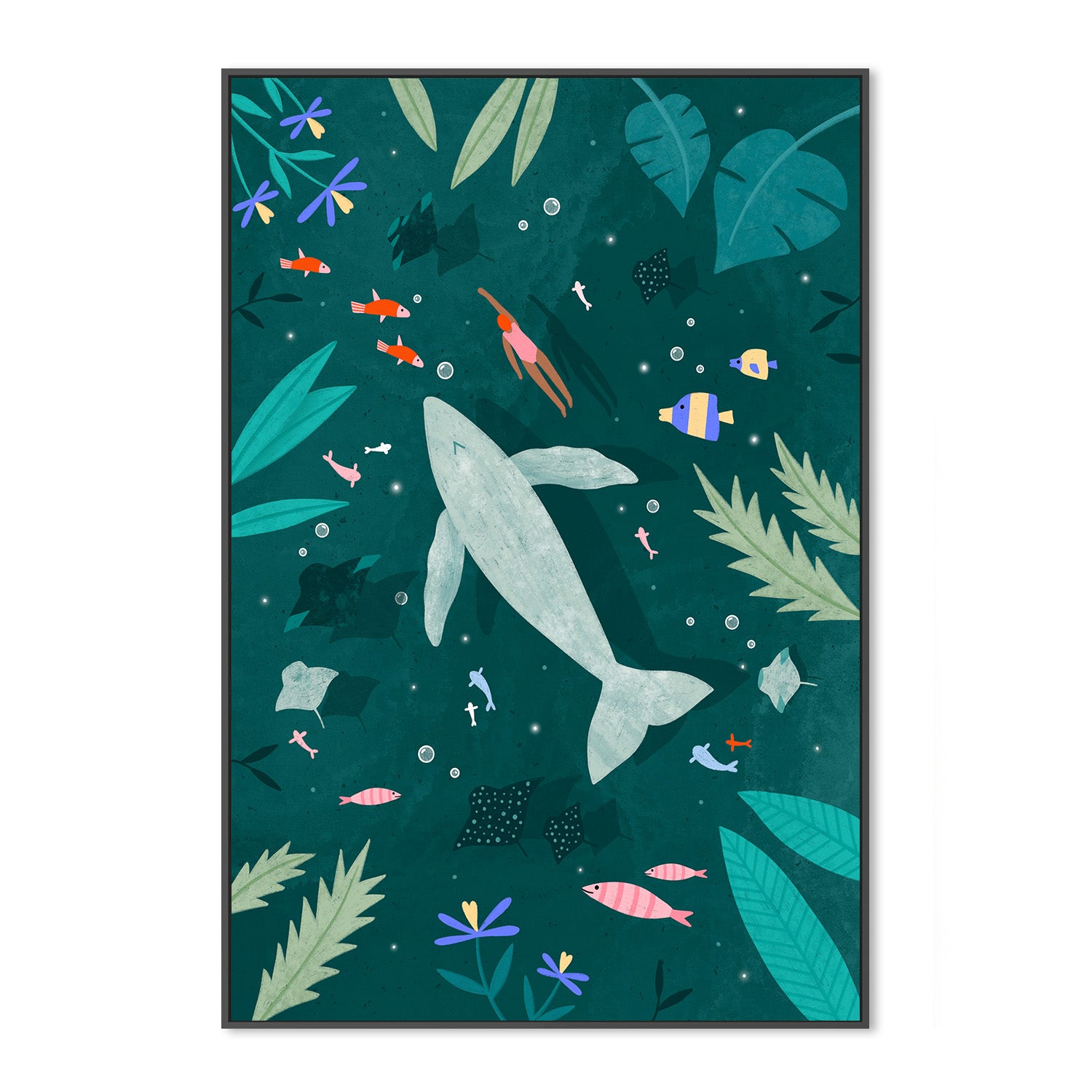 wall-art-print-canvas-poster-framed-Swimming with a Whale-3
