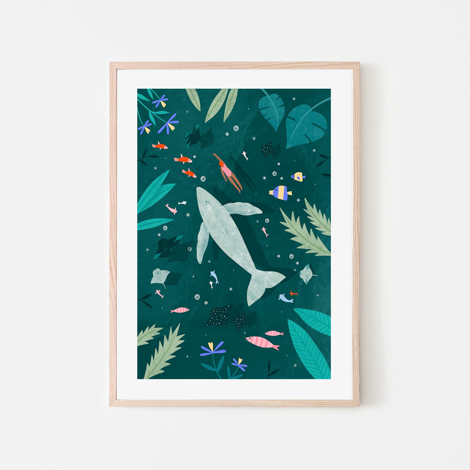 wall-art-print-canvas-poster-framed-Swimming with a Whale-6