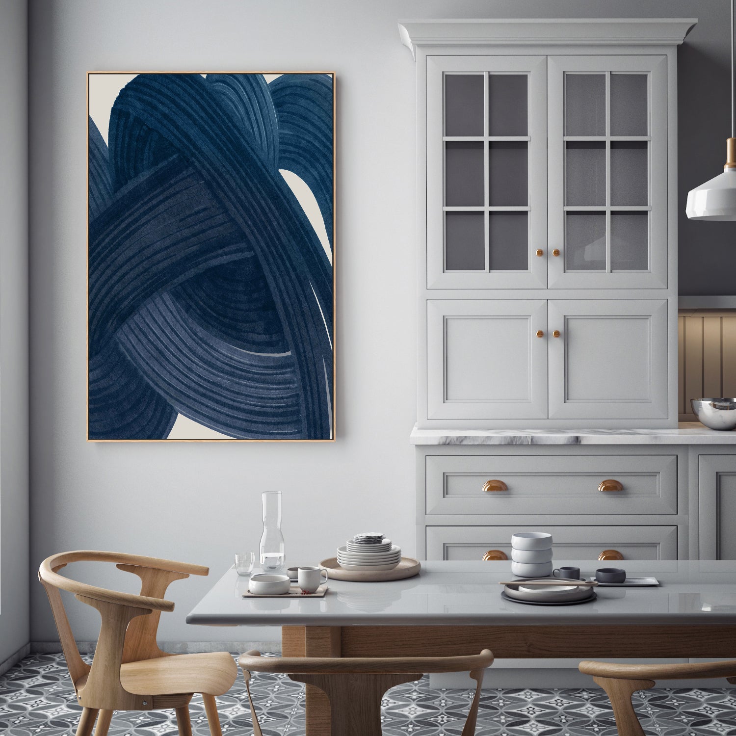 wall-art-print-canvas-poster-framed-Tangle in Indigo, Style A-7