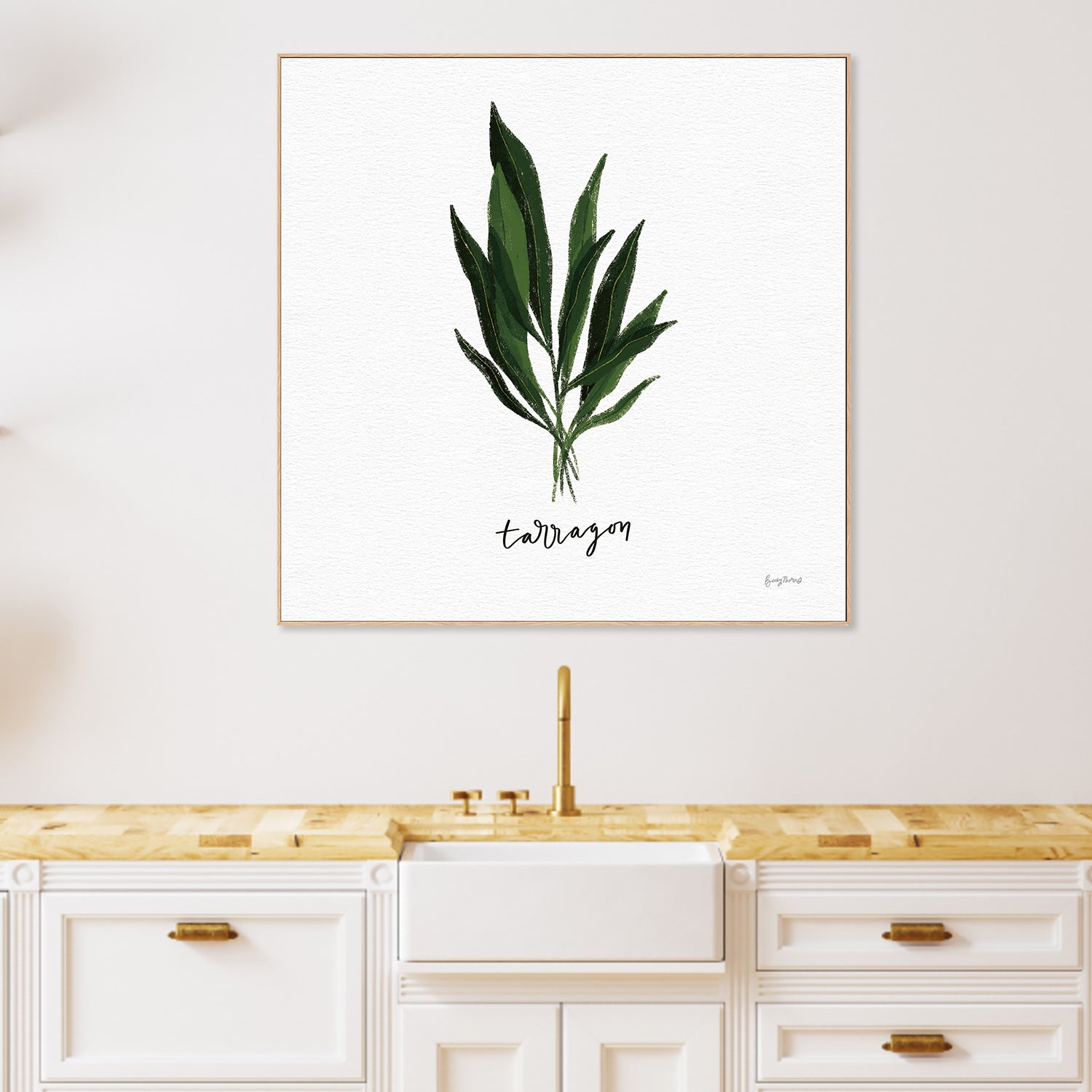 wall-art-print-canvas-poster-framed-Tarragon Herbs White, Style D , By Becky Thorns-2