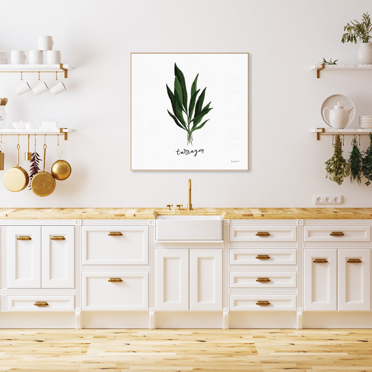 wall-art-print-canvas-poster-framed-Tarragon Herbs White, Style D , By Becky Thorns-7