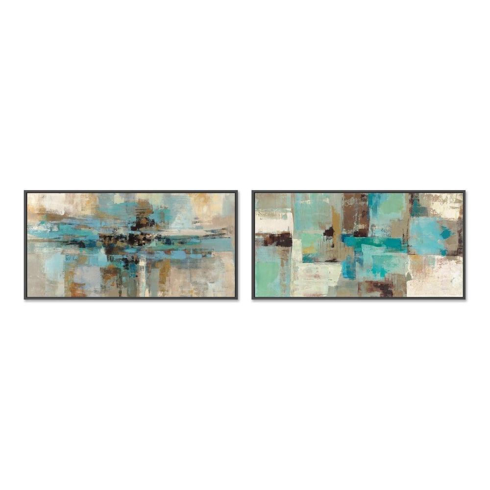 wall-art-print-canvas-poster-framed-Teal and Aqua Reflections, Set of 2-by-Silvia Vassileva-Gioia Wall Art