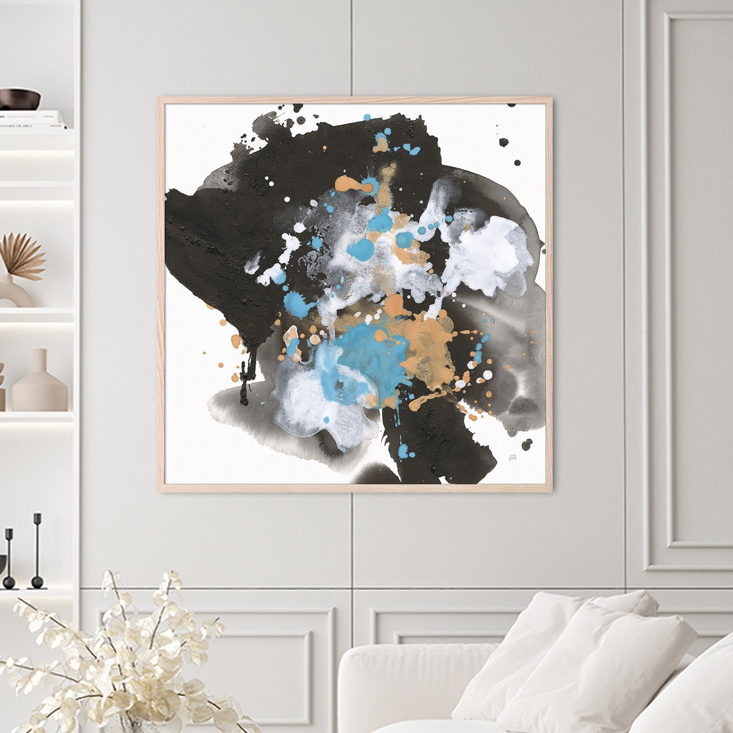 wall-art-print-canvas-poster-framed-Teal Chaos, Style A-7