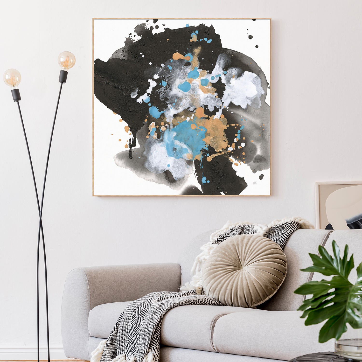 wall-art-print-canvas-poster-framed-Teal Chaos, Style A-9