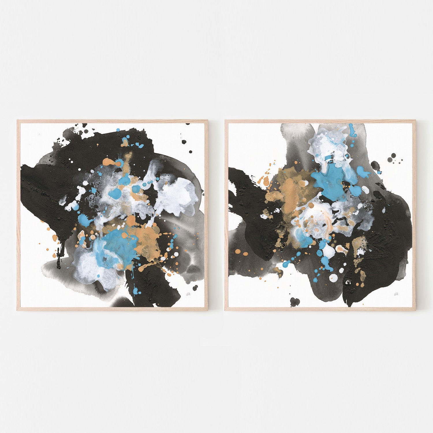 wall-art-print-canvas-poster-framed-Teal Chaos, Style A & B, Set Of 2-6