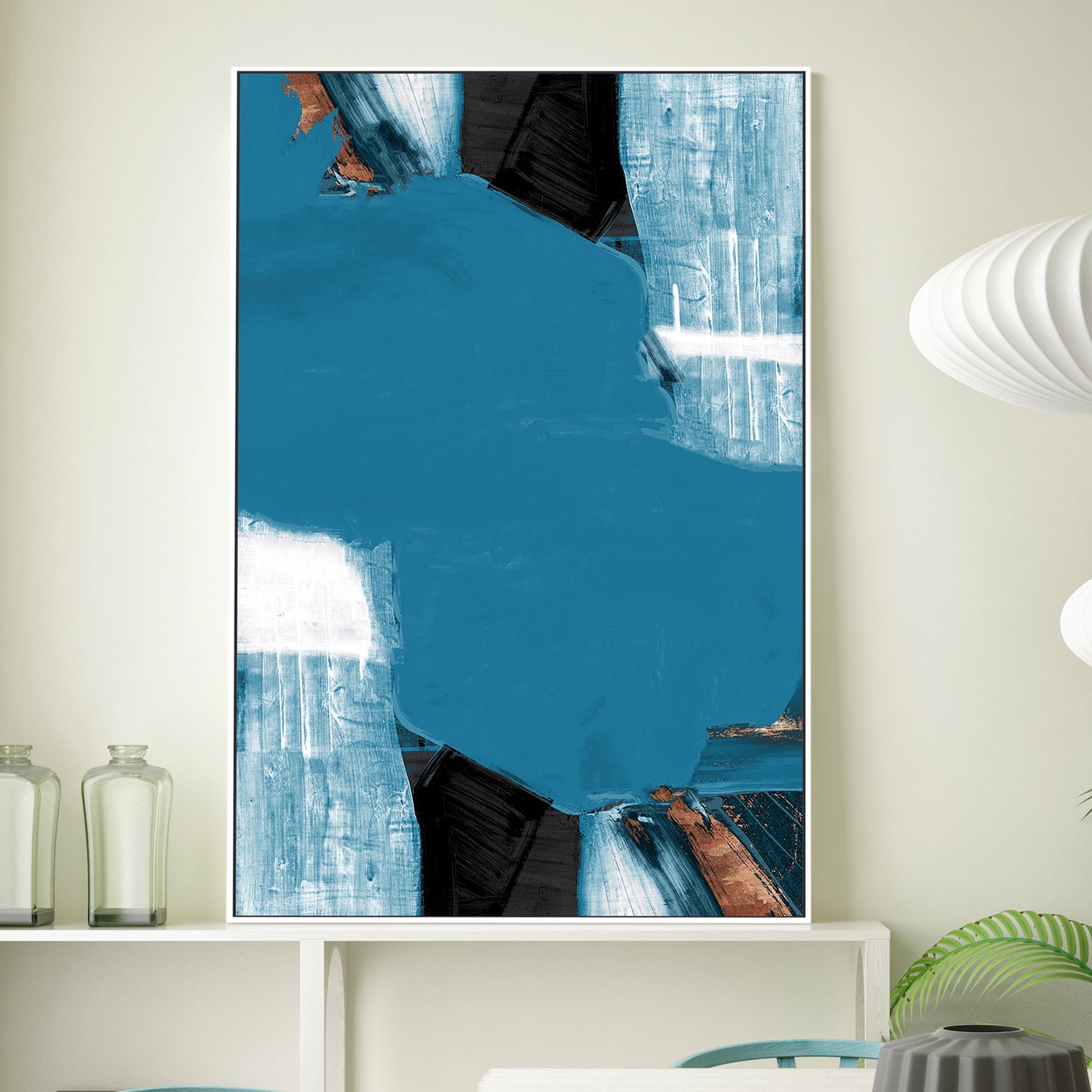 wall-art-print-canvas-poster-framed-Teal Gold Shapes, Style A-2
