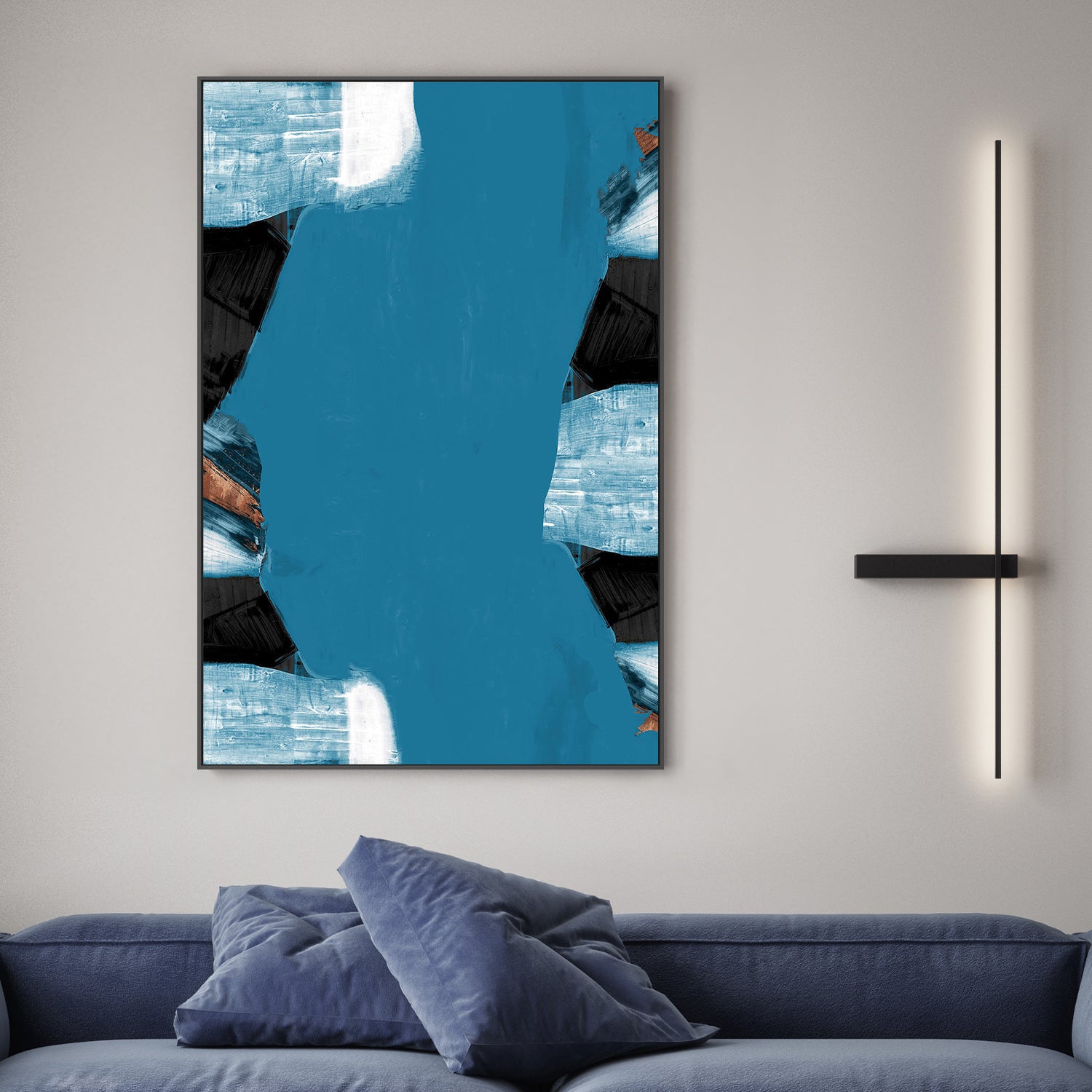 wall-art-print-canvas-poster-framed-Teal Gold Shapes, Style B-2