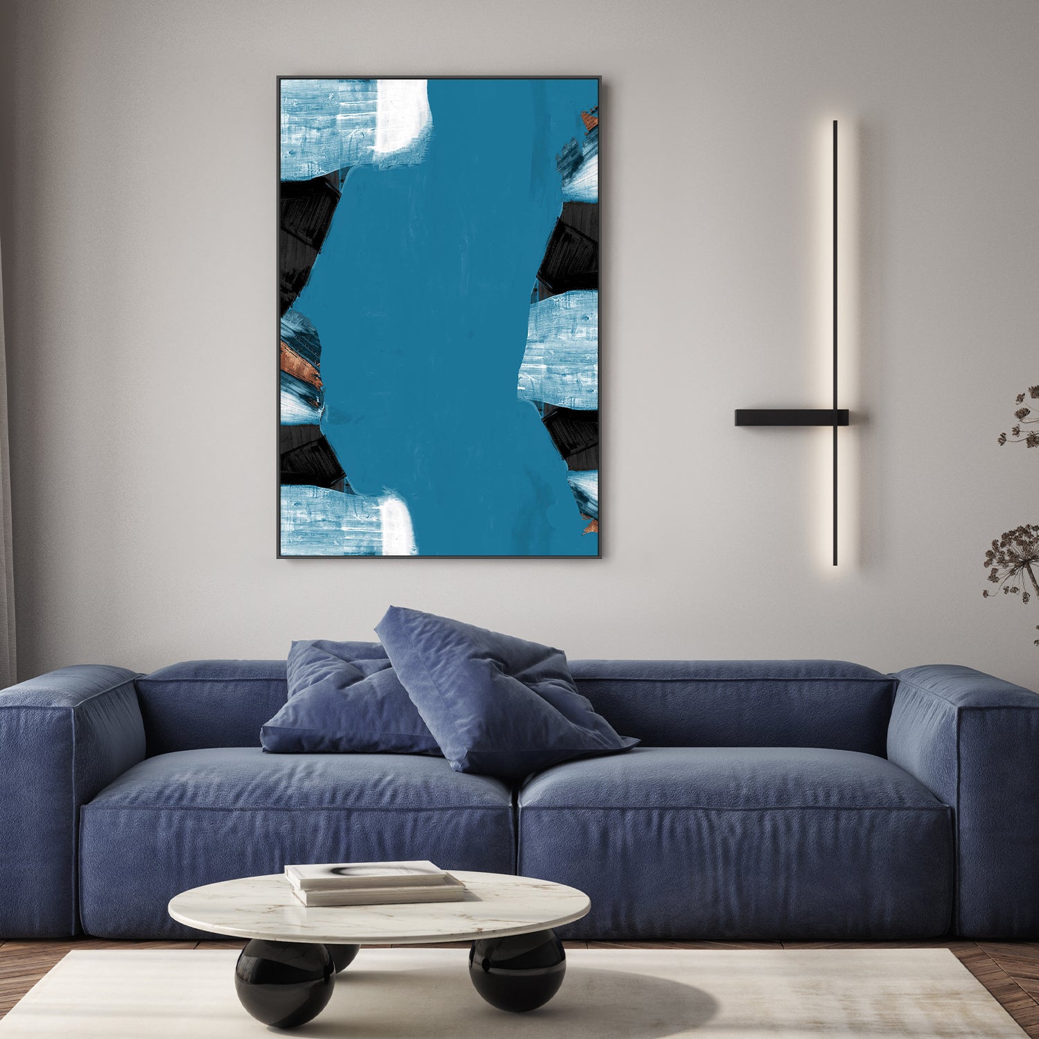 wall-art-print-canvas-poster-framed-Teal Gold Shapes, Style B-7