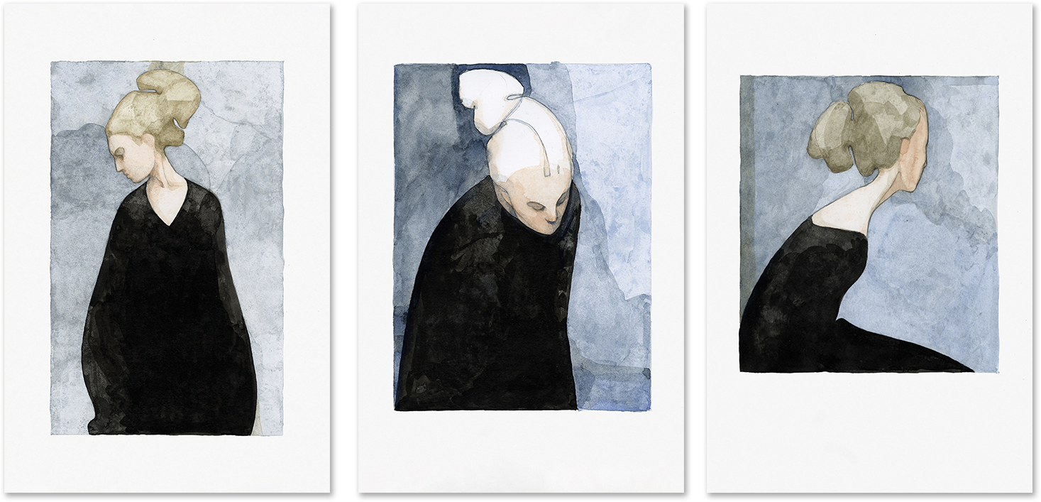 wall-art-print-canvas-poster-framed-The Black Dress, Style A, B & C, Set Of 3-1