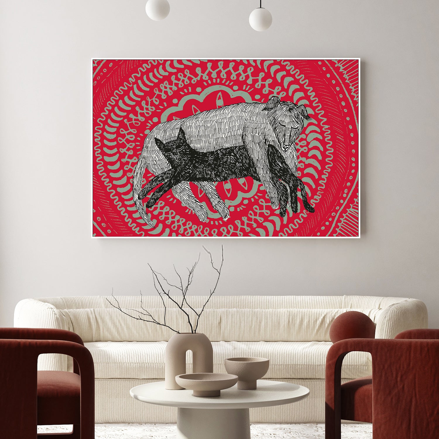 wall-art-print-canvas-poster-framed-The Cat and The Dog-2