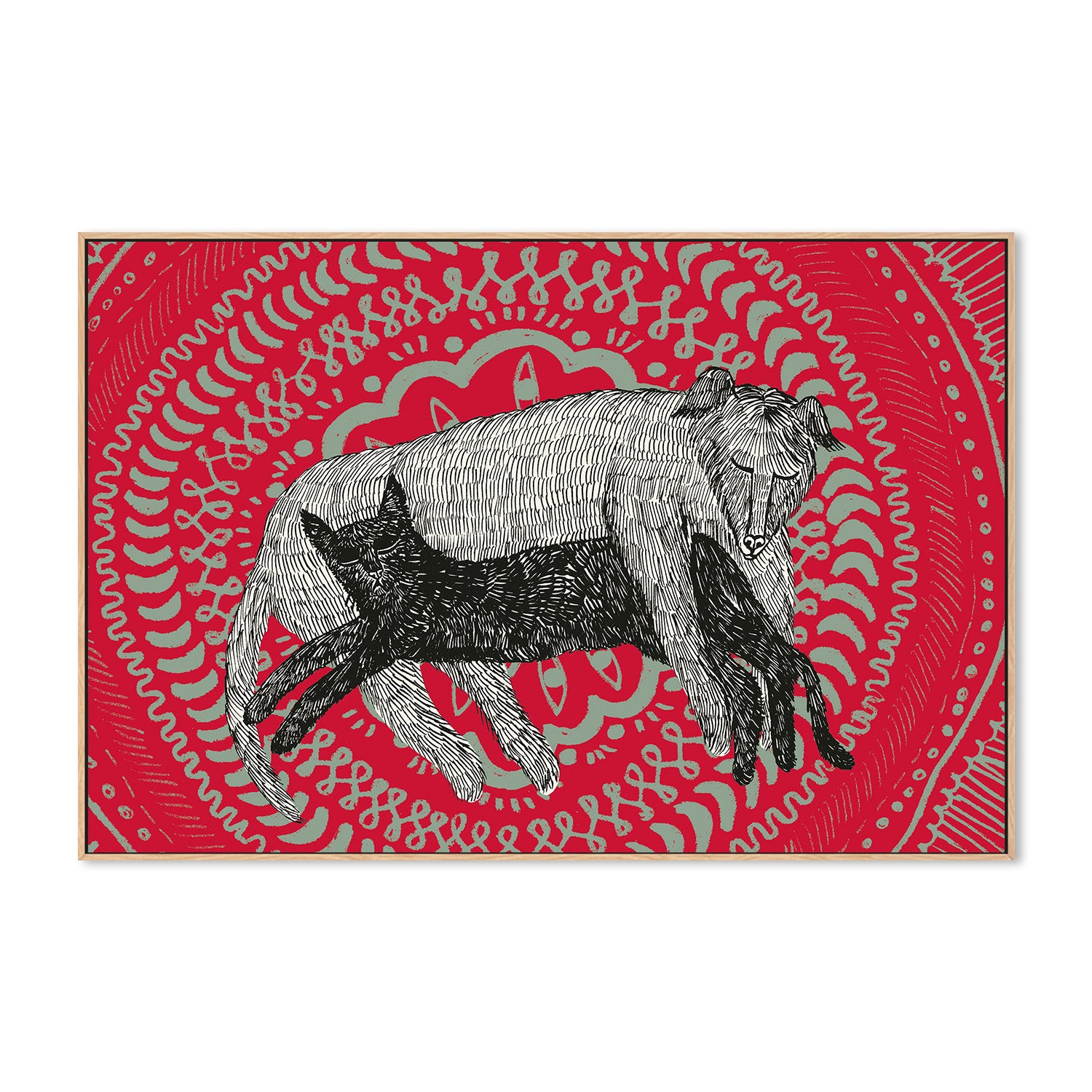 wall-art-print-canvas-poster-framed-The Cat and The Dog-4