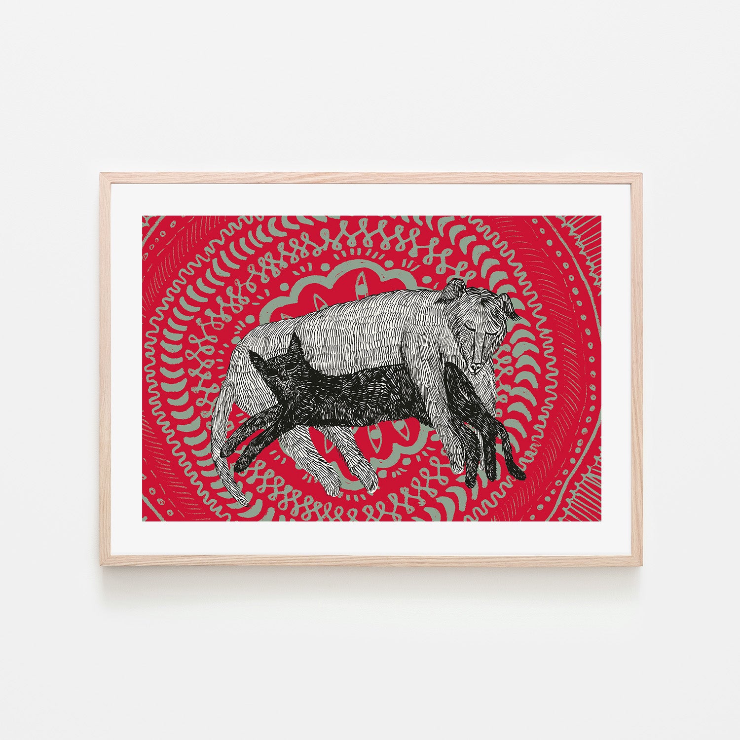 wall-art-print-canvas-poster-framed-The Cat and The Dog-6